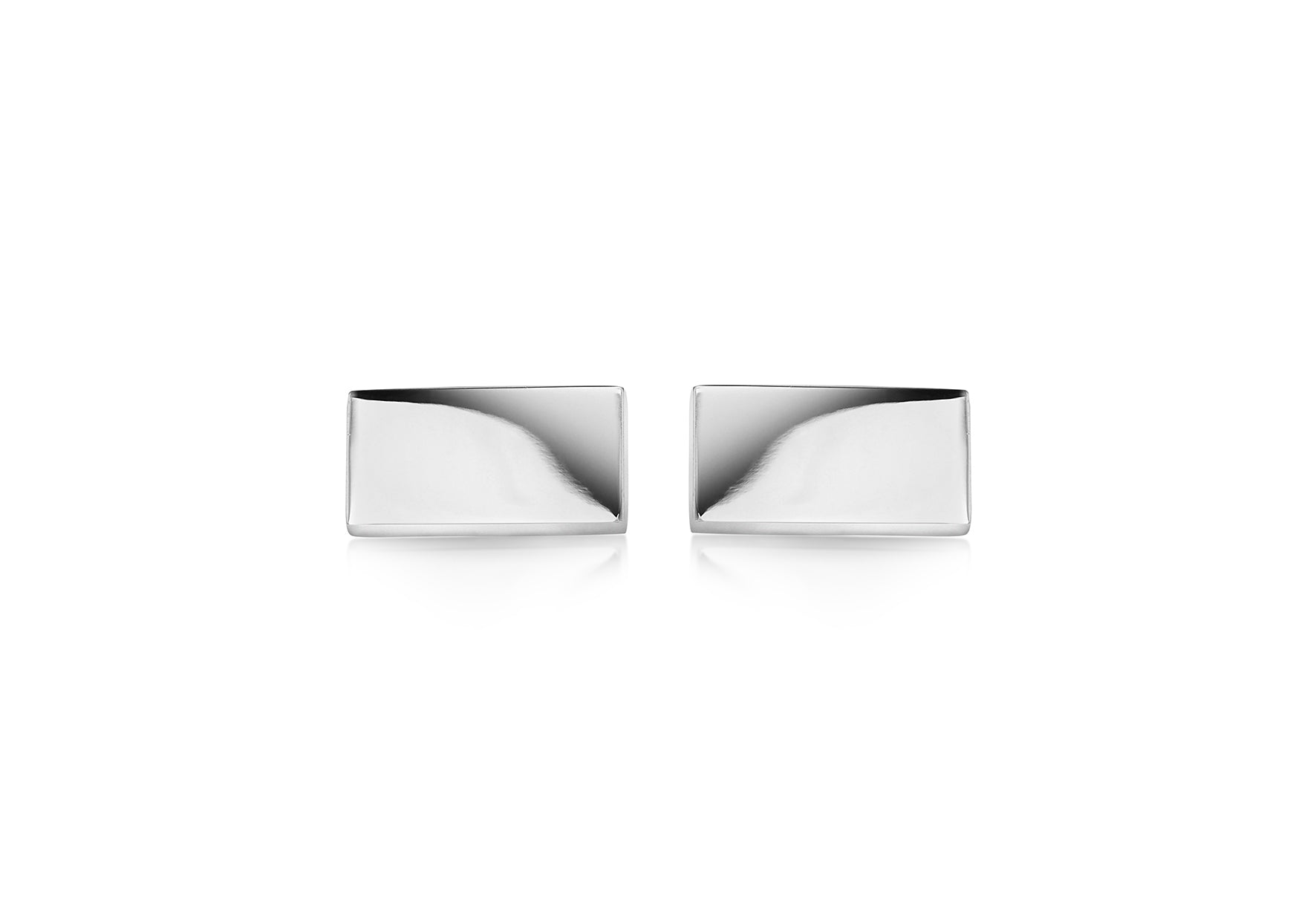 Hoxton London Men's Sterling Silver Rectangular Plain Cufflinks