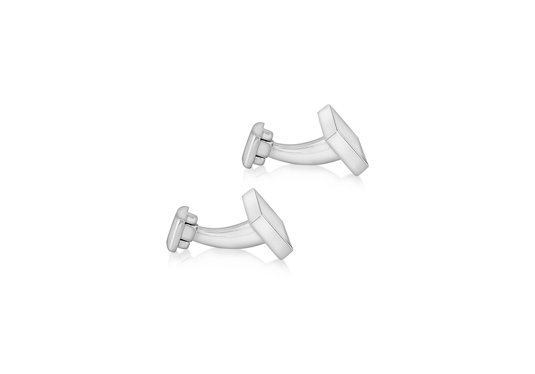 Hoxton London Men's Sterling Silver Rectangular Plain Cufflinks