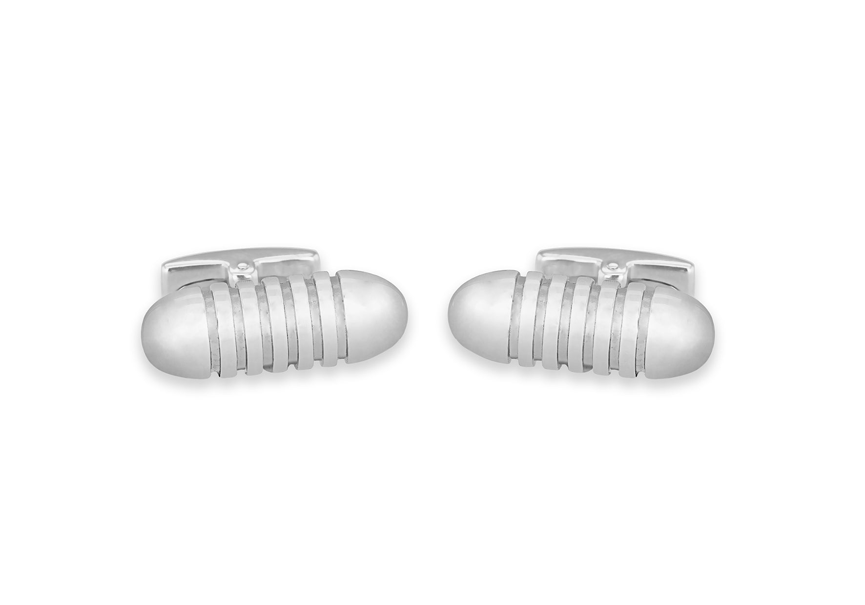 Hoxton London Men's Sterling Silver Ribbed Bullet Cufflinks