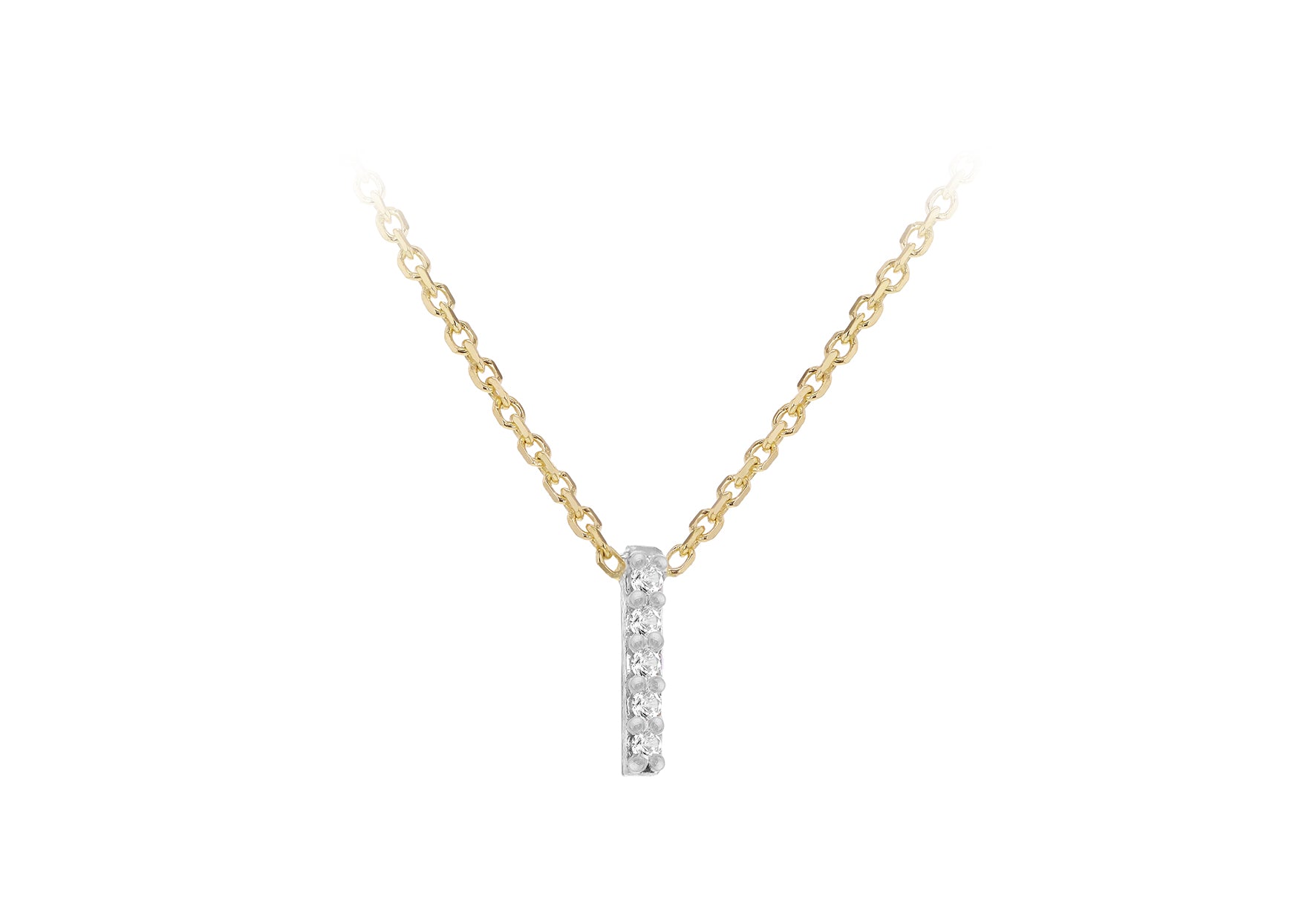 9ct Two-Tone Gold 00.5ct Diamond Initials Pendant Necklace