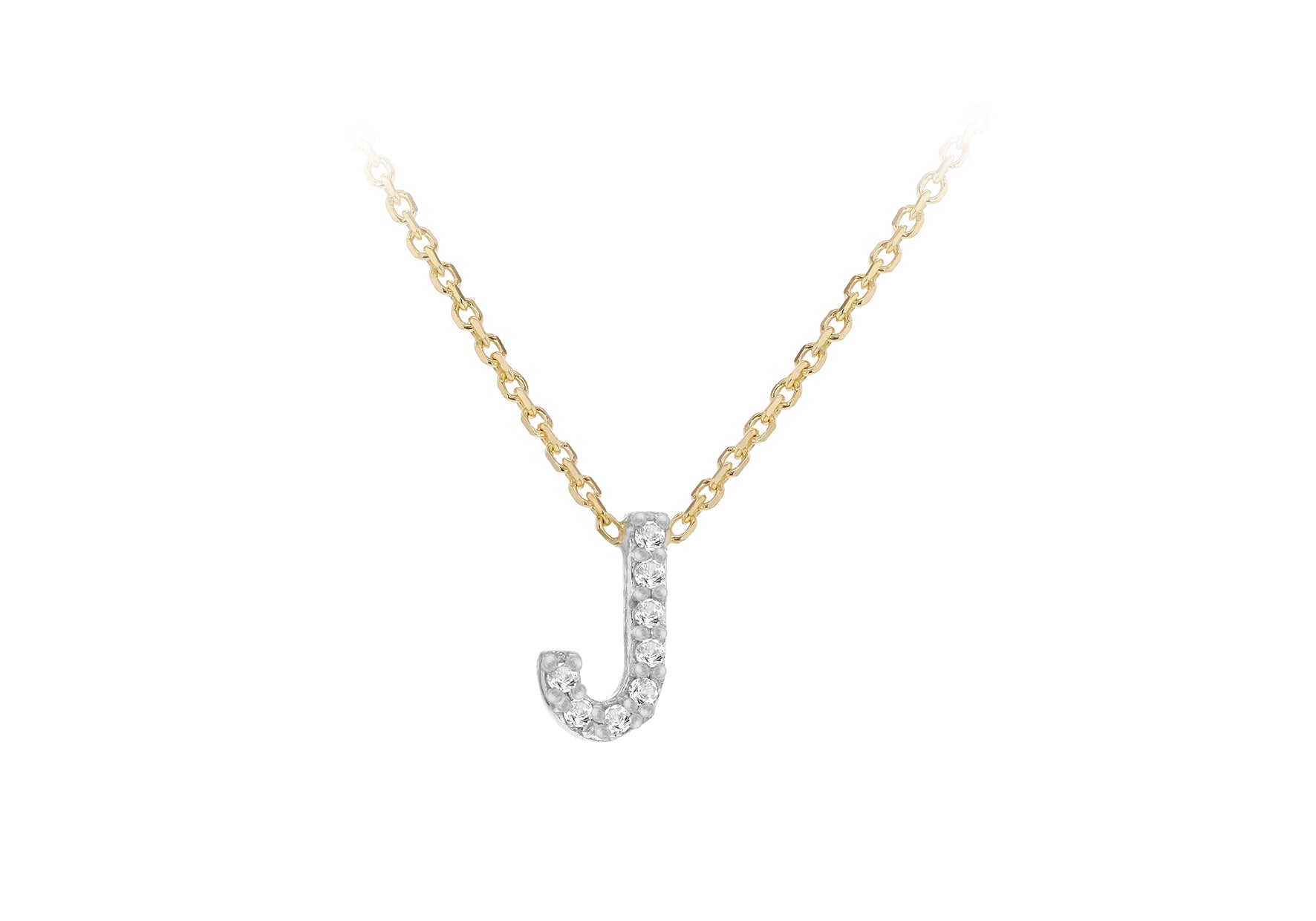 9ct Two-Tone Gold 00.5ct Diamond Initials Pendant Necklace