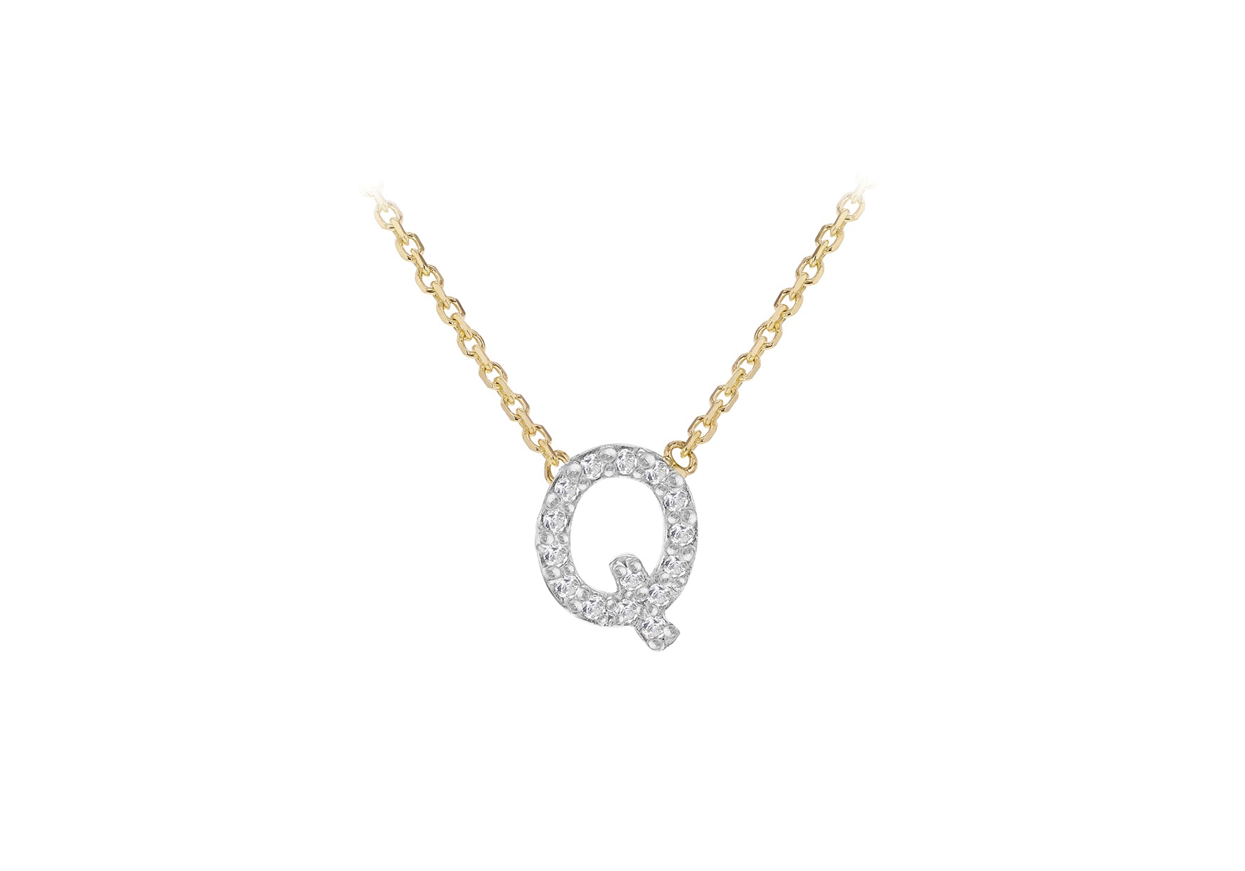 9ct Two-Tone Gold 00.5ct Diamond Initials Pendant Necklace