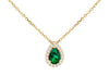 9ct Yellow Gold Pear Green Zirconia Halo Necklace