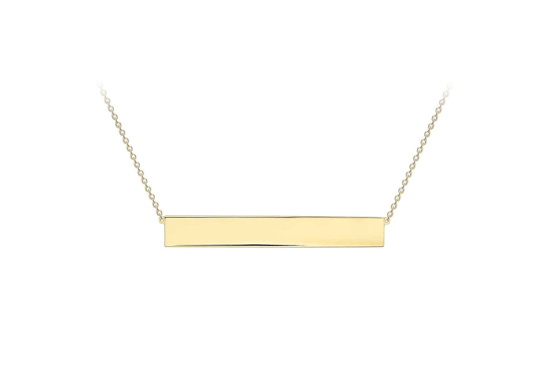 9ct Yellow Gold 35mm x 5mm Horizontal Bar Adjustable Necklace 41m/16"-43m/17"9