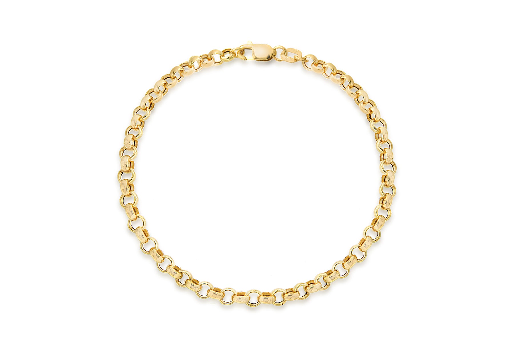 9ct Yellow Gold Hollow Belcher Bracelet 18m/7"9