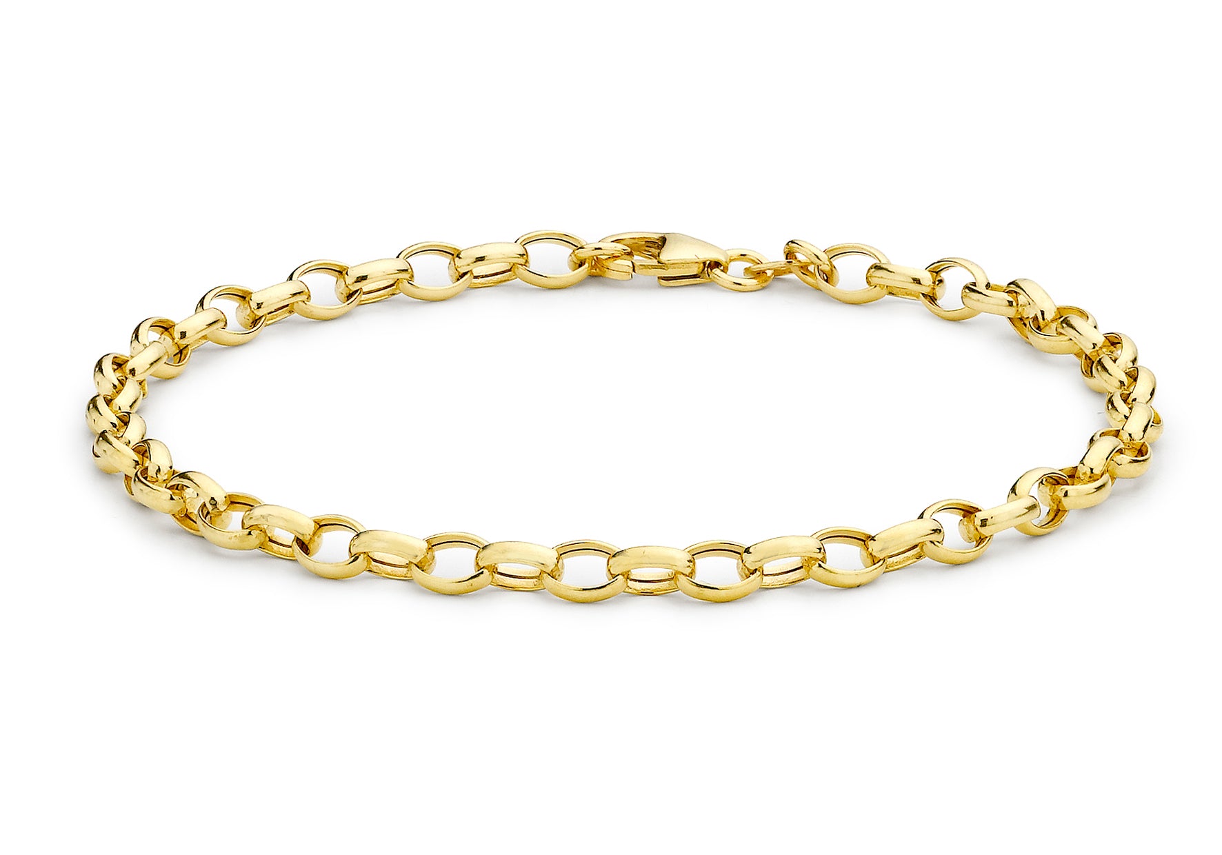 9ct Yellow Gold Hollow Oval Belcher Bracelet 19m/7.5"9