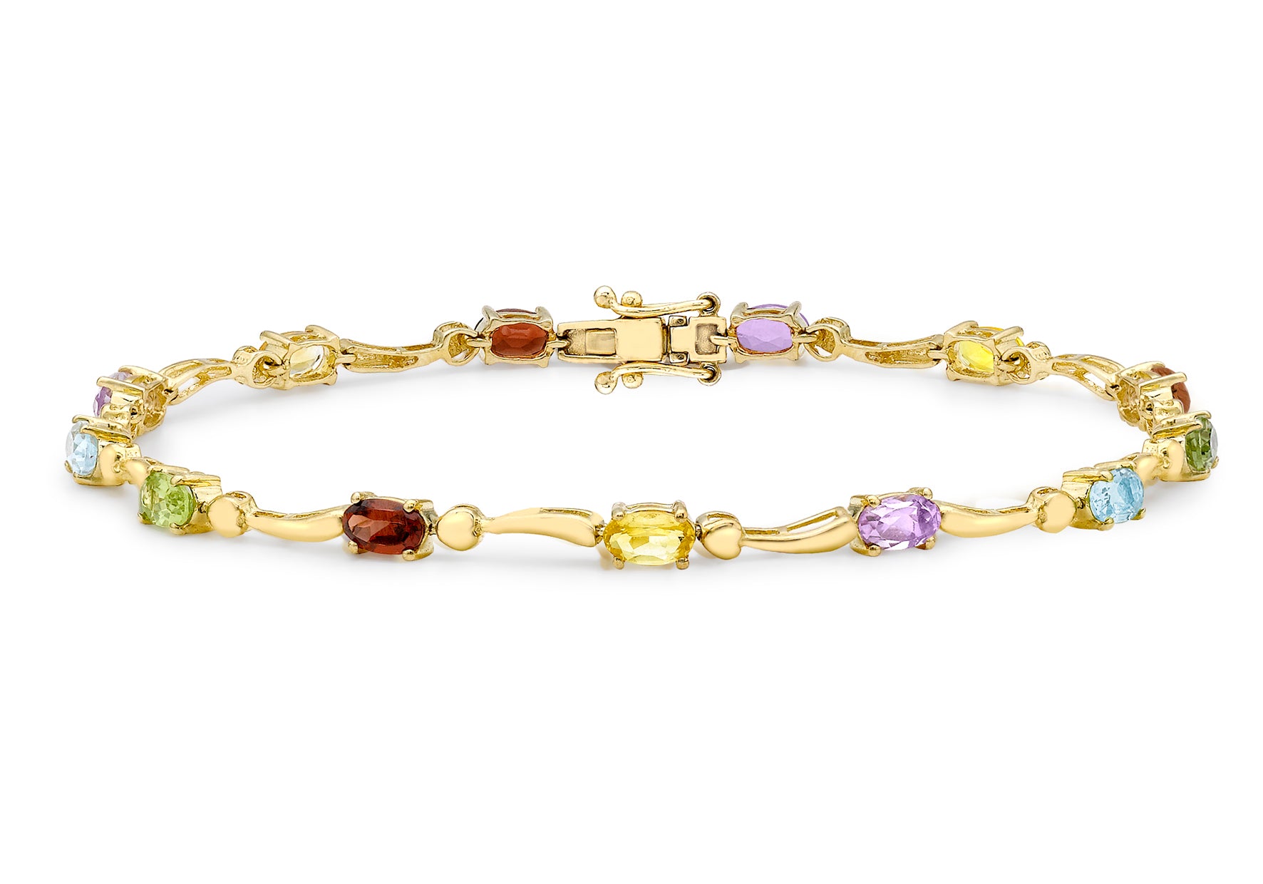 9ct Yellow Gold MultiColoured Zirconia Wave Bracelet 19m/7.5"9