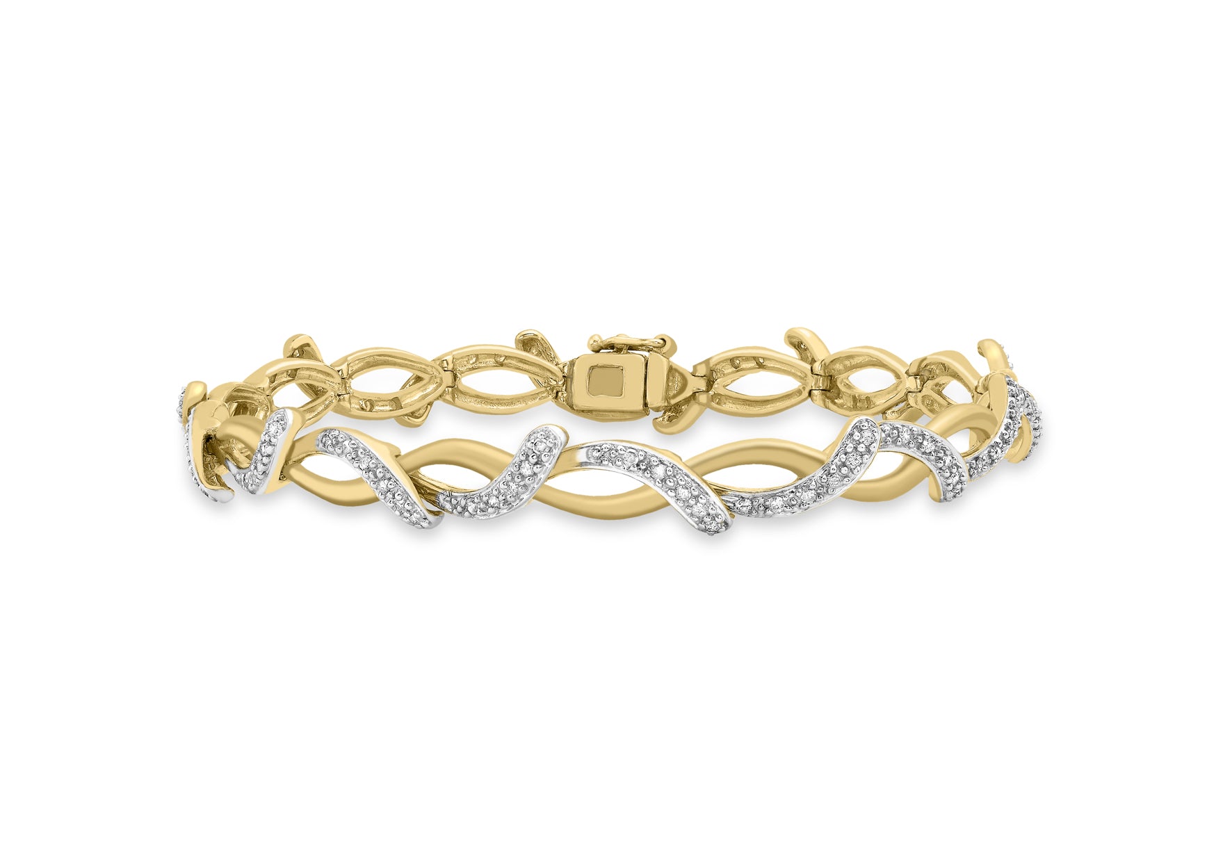 9ct Yellow Gold 0.81ct Diamond Waves Bracelet