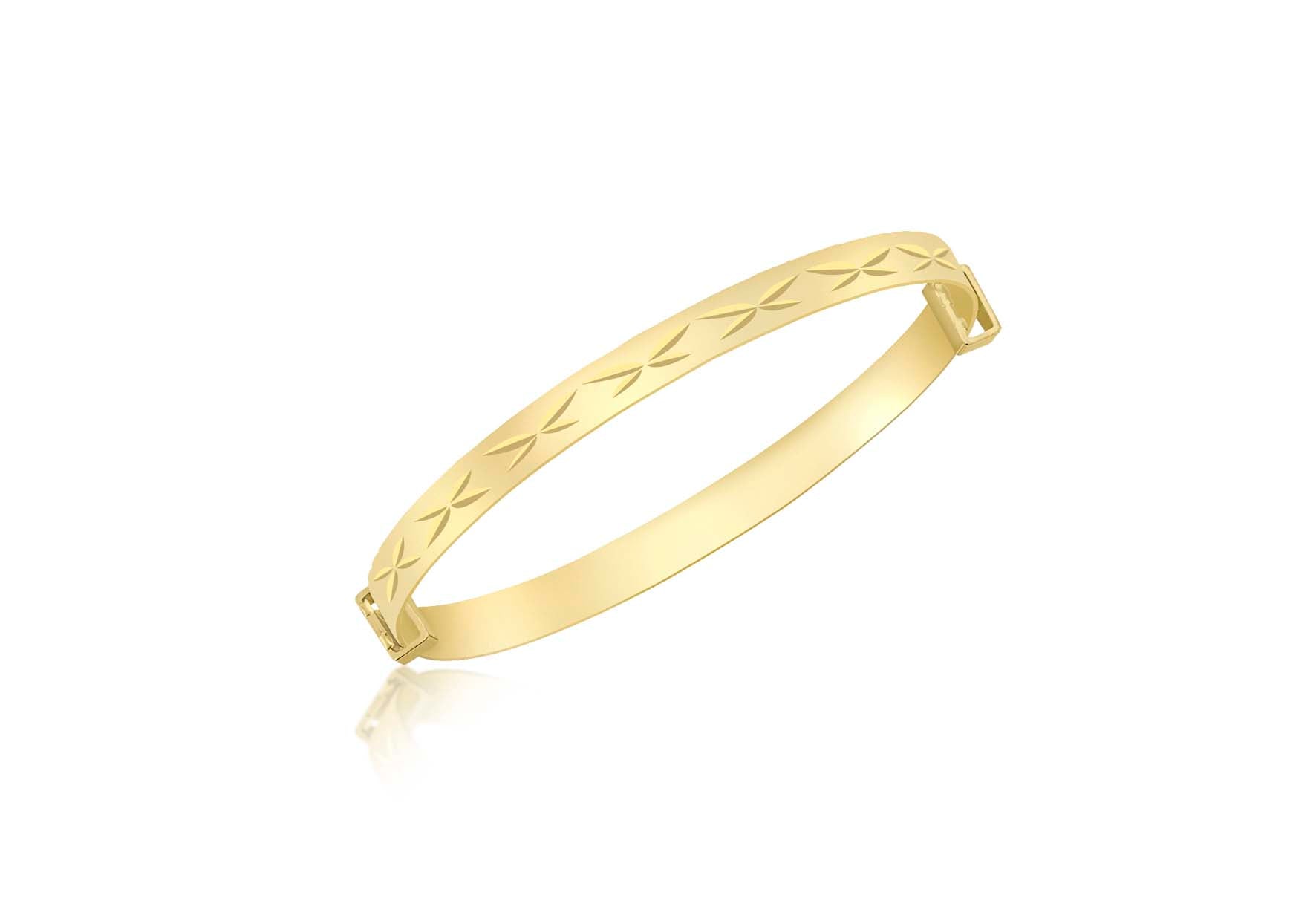 9ct Yellow Gold Diamond Cut 'Kiss' Expandable Baby Bangle