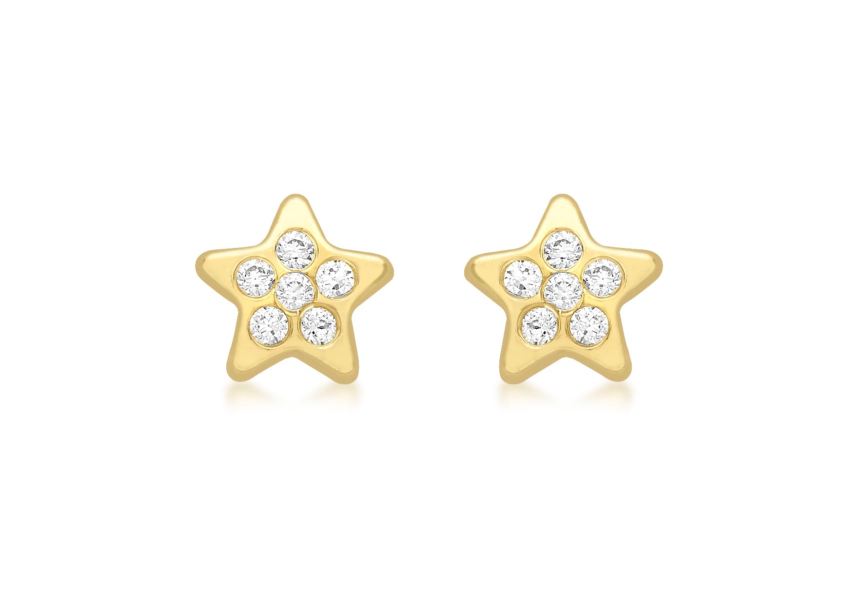 9ct Yellow Gold Zirconia Star Stud Earrings