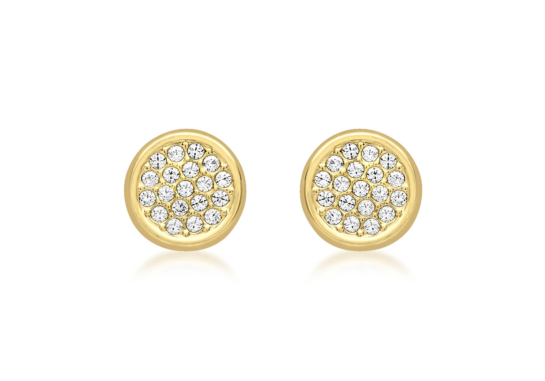 9ct Yellow Gold Zirconia 7mm Disc Stud Earrings