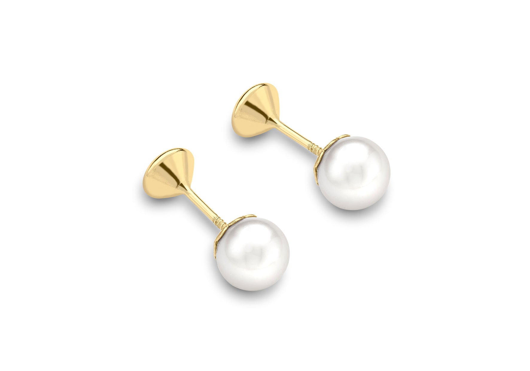 9ct Yellow Gold Fresh Water Pearl and Zirconia Frok Earrings