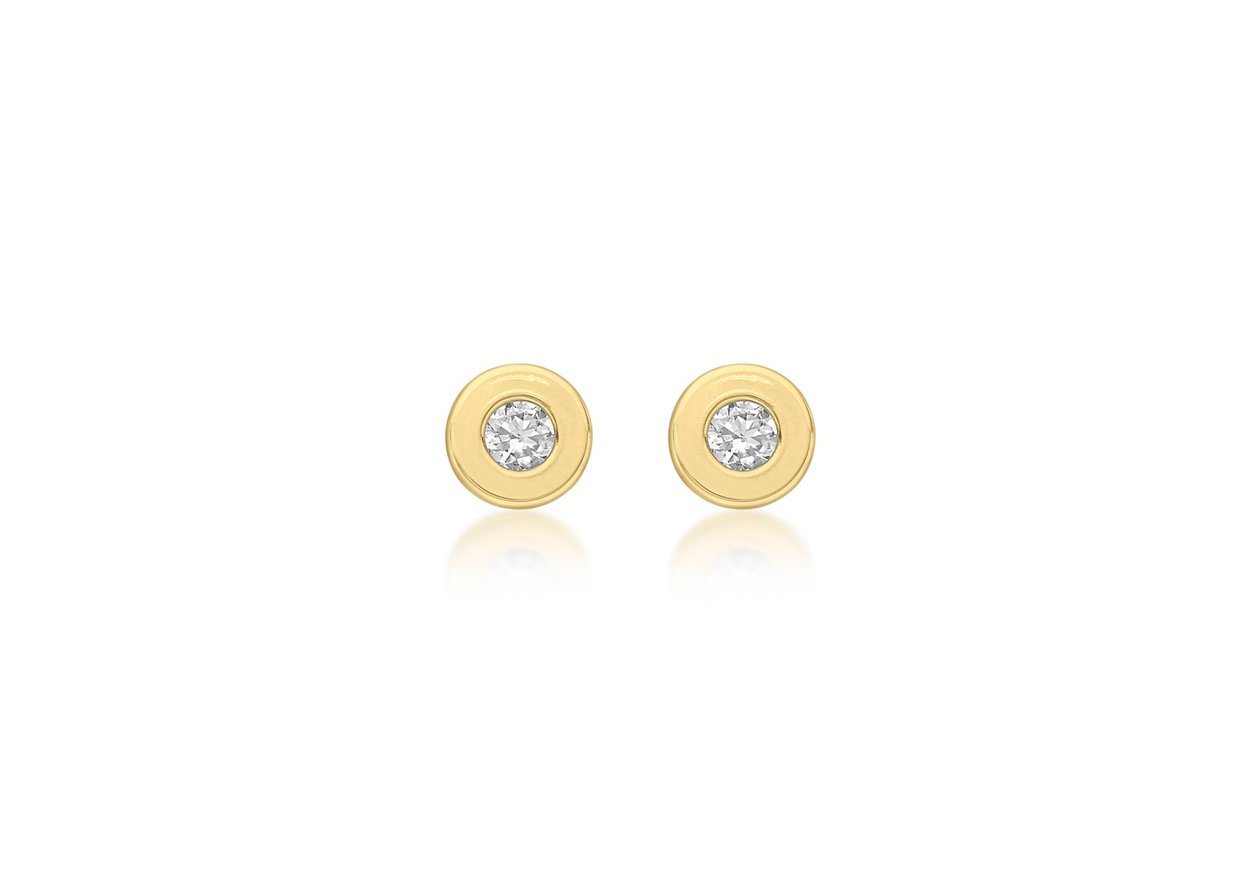 9ct Yellow Gold Zirconia 4.5mm DoughnCut Stud Earrings