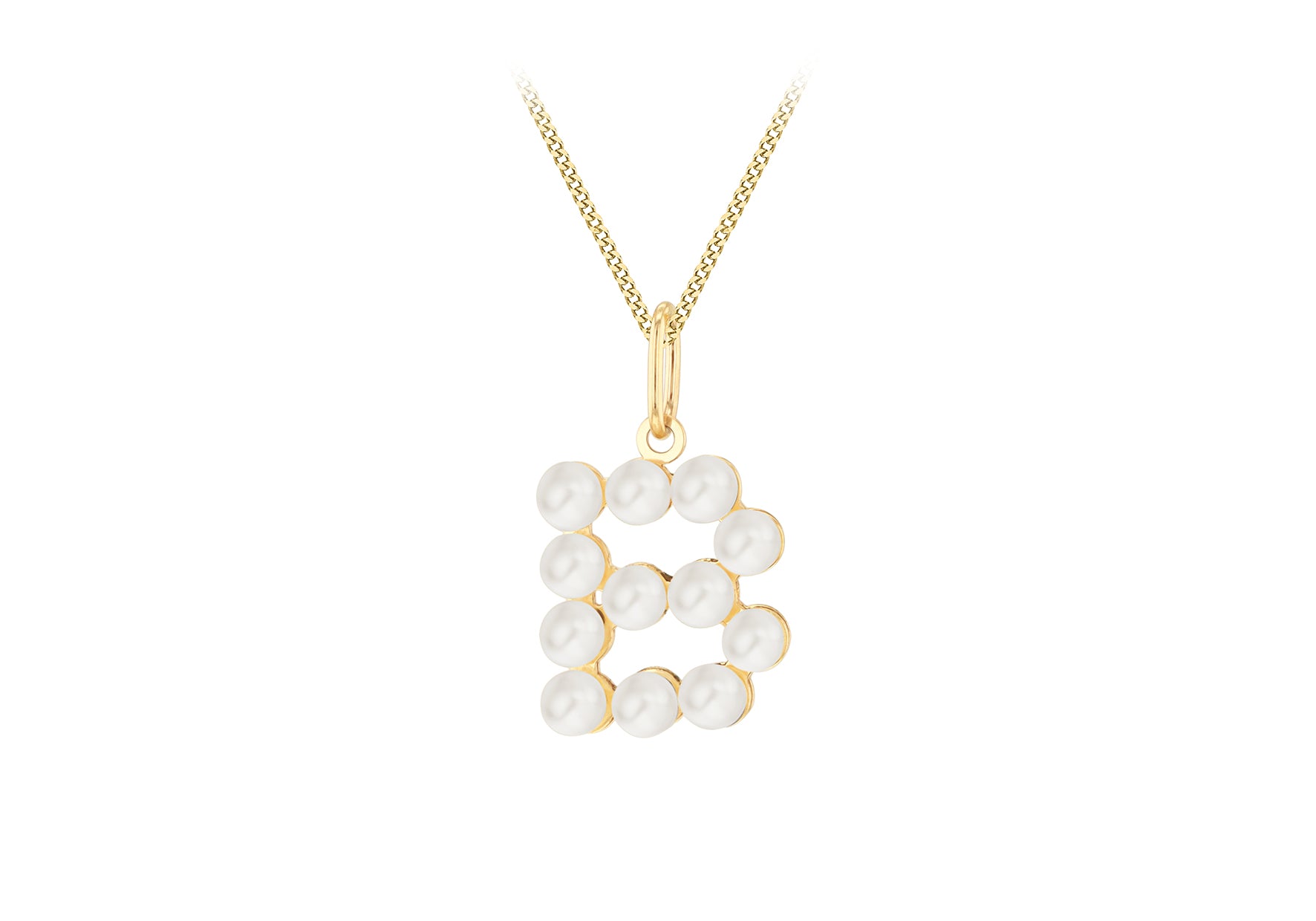 9ct Yellow Gold Fresh Water Pearls Initial Pendant