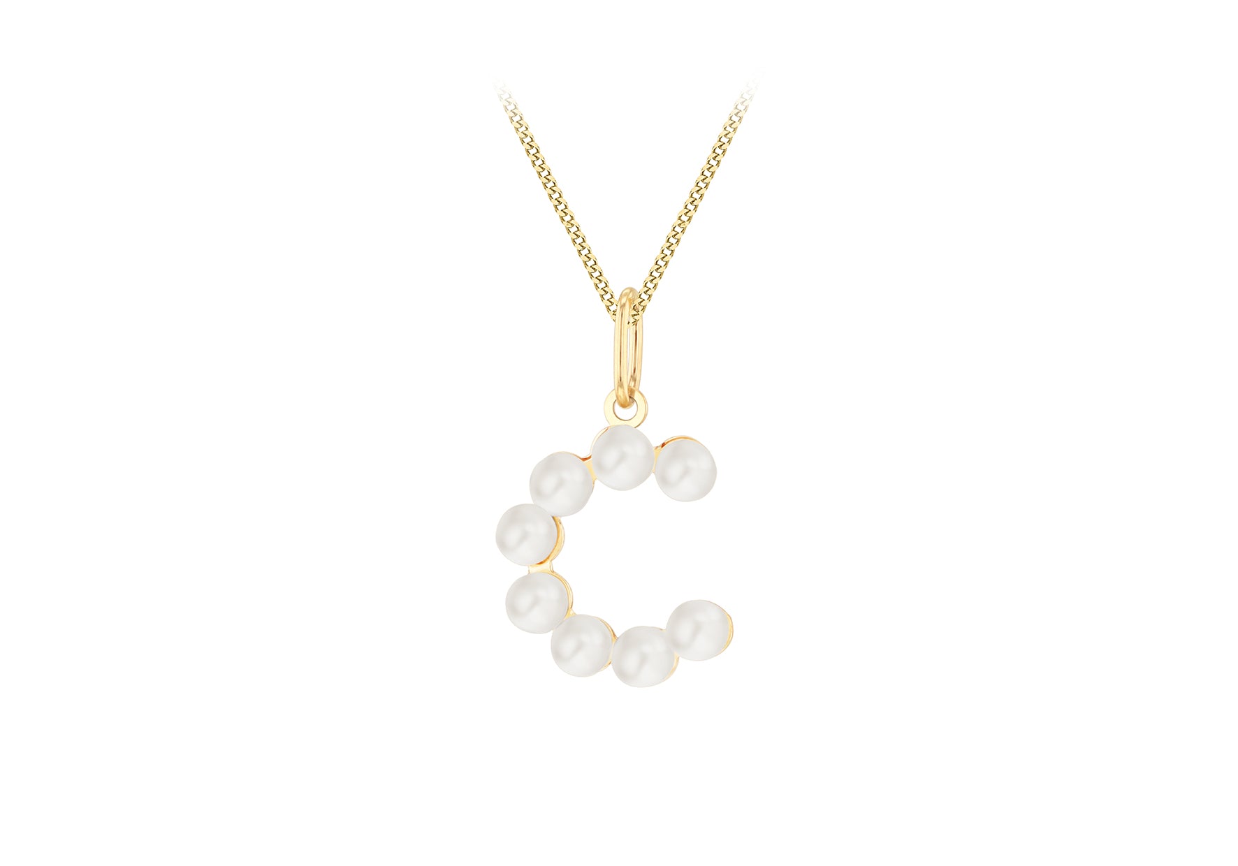 9ct Yellow Gold Fresh Water Pearls Initial Pendant