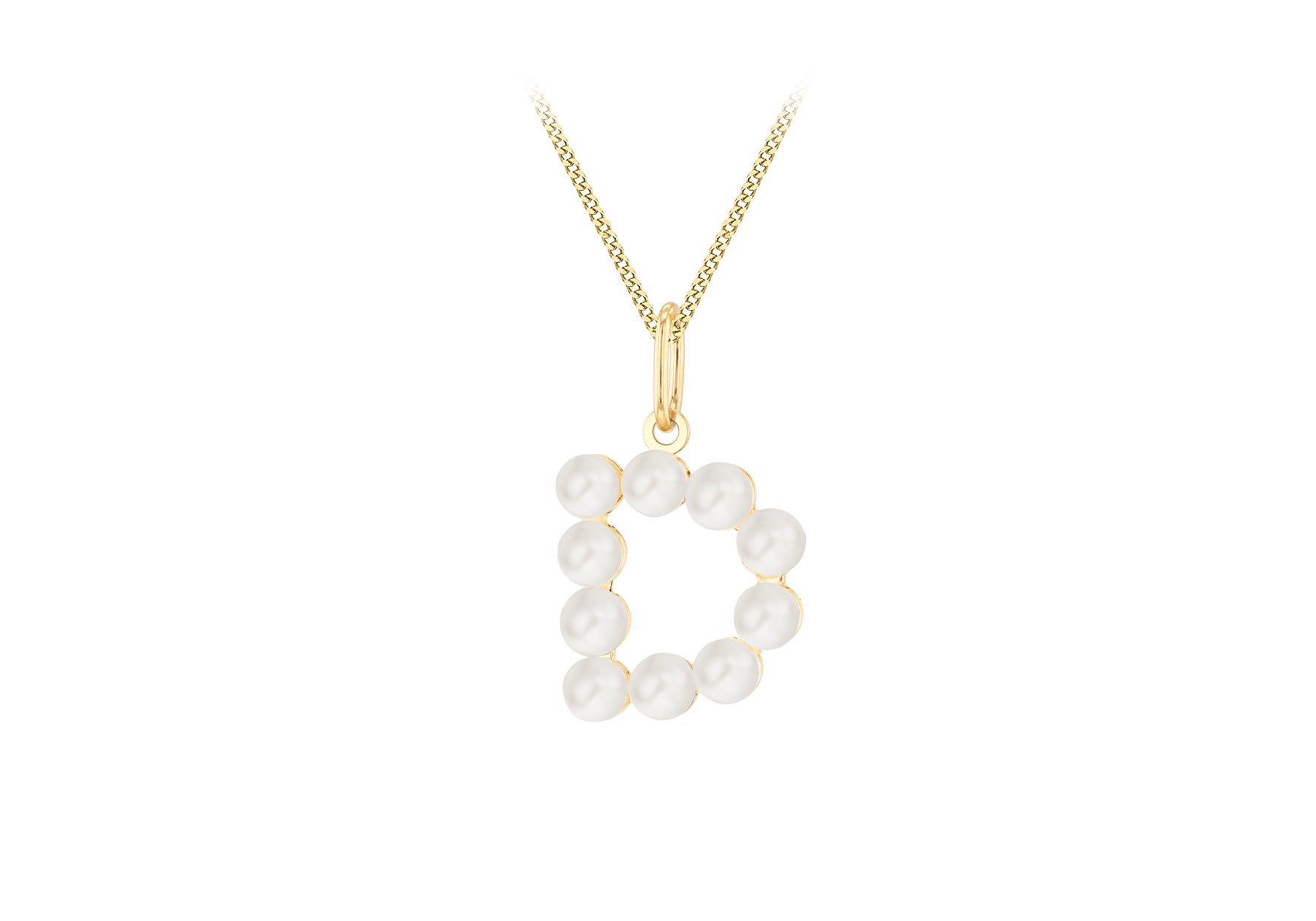 9ct Yellow Gold Fresh Water Pearls Initial Pendant