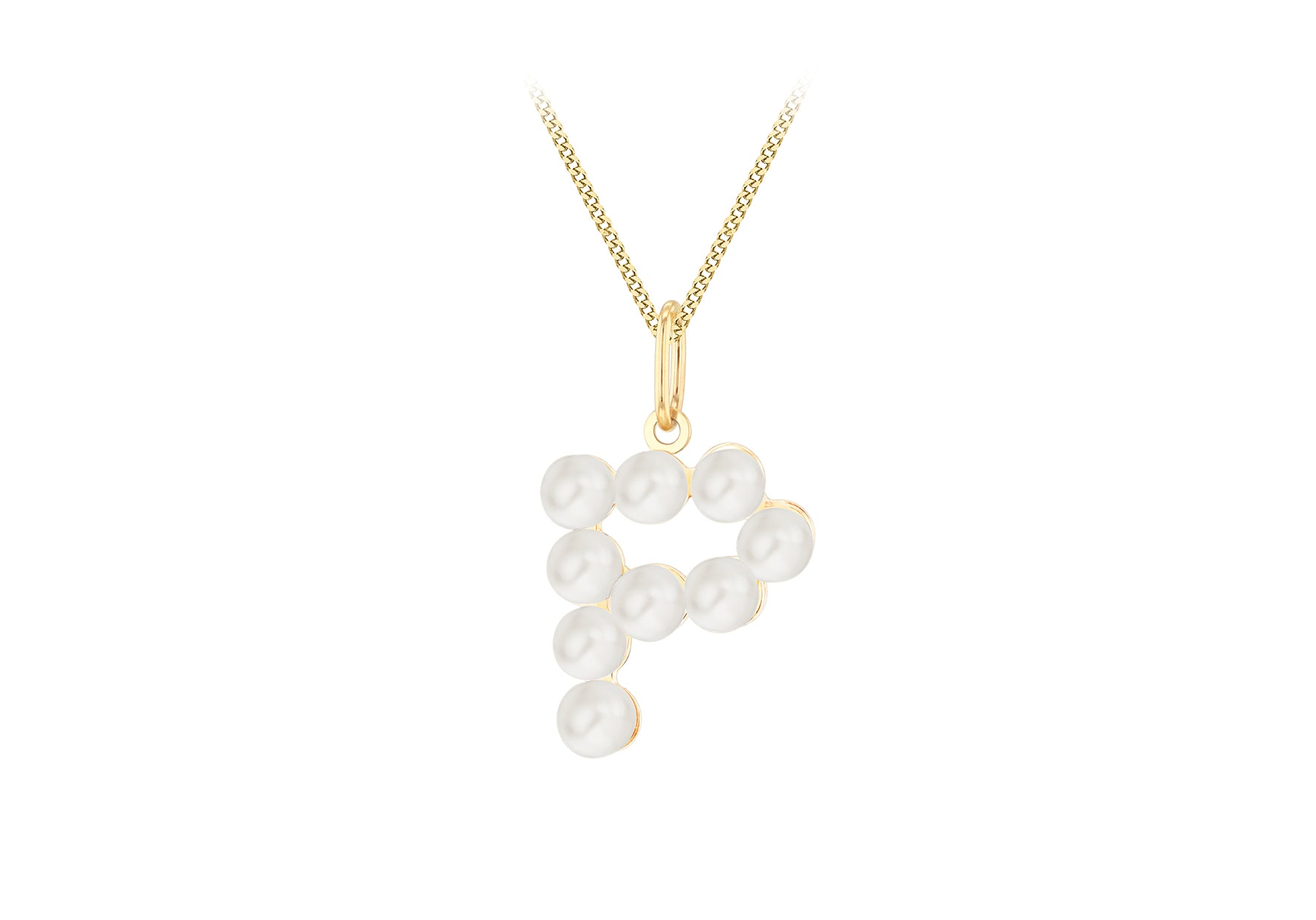 9ct Yellow Gold Fresh Water Pearls Initial Pendant