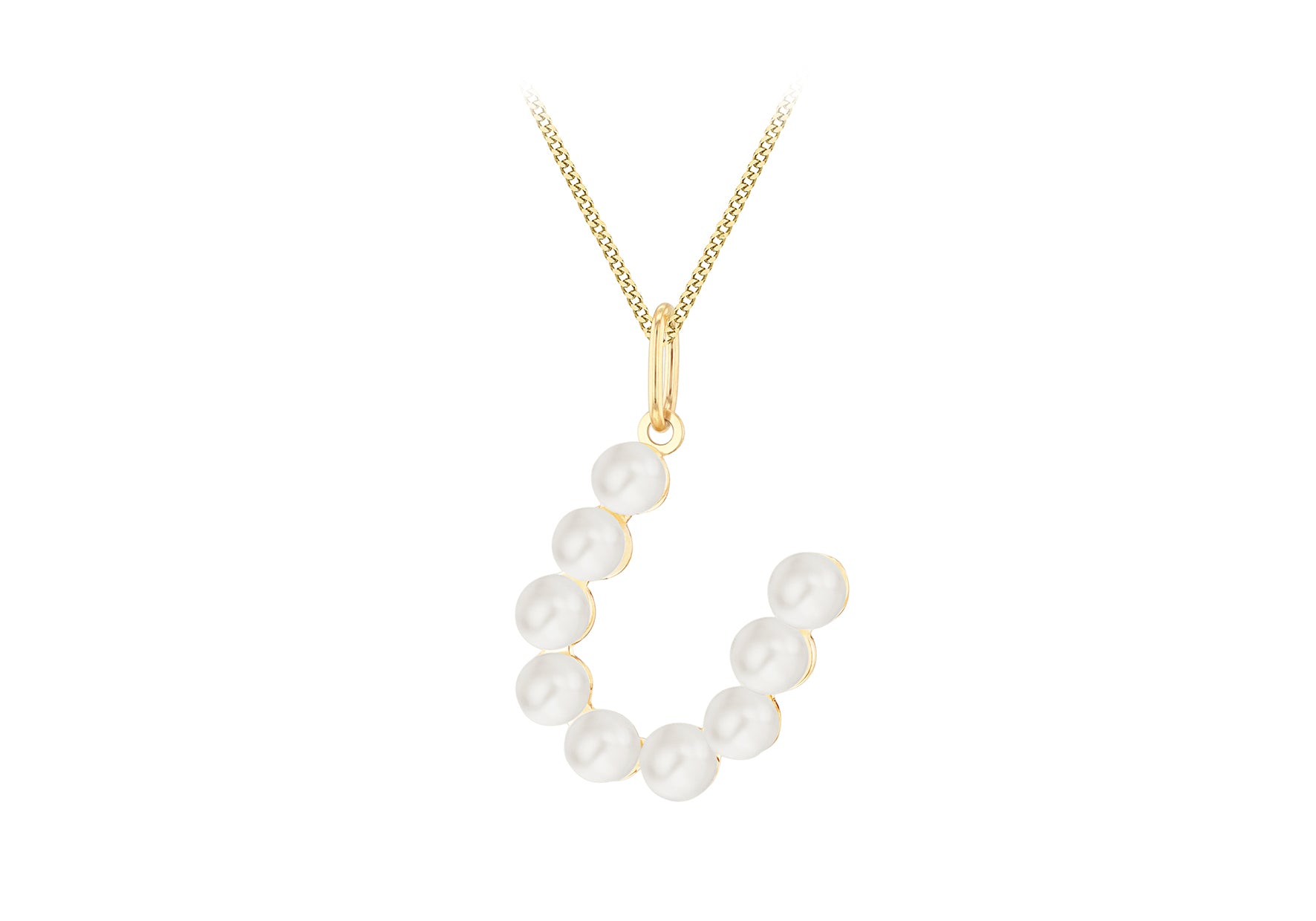 9ct Yellow Gold Fresh Water Pearls Initial Pendant