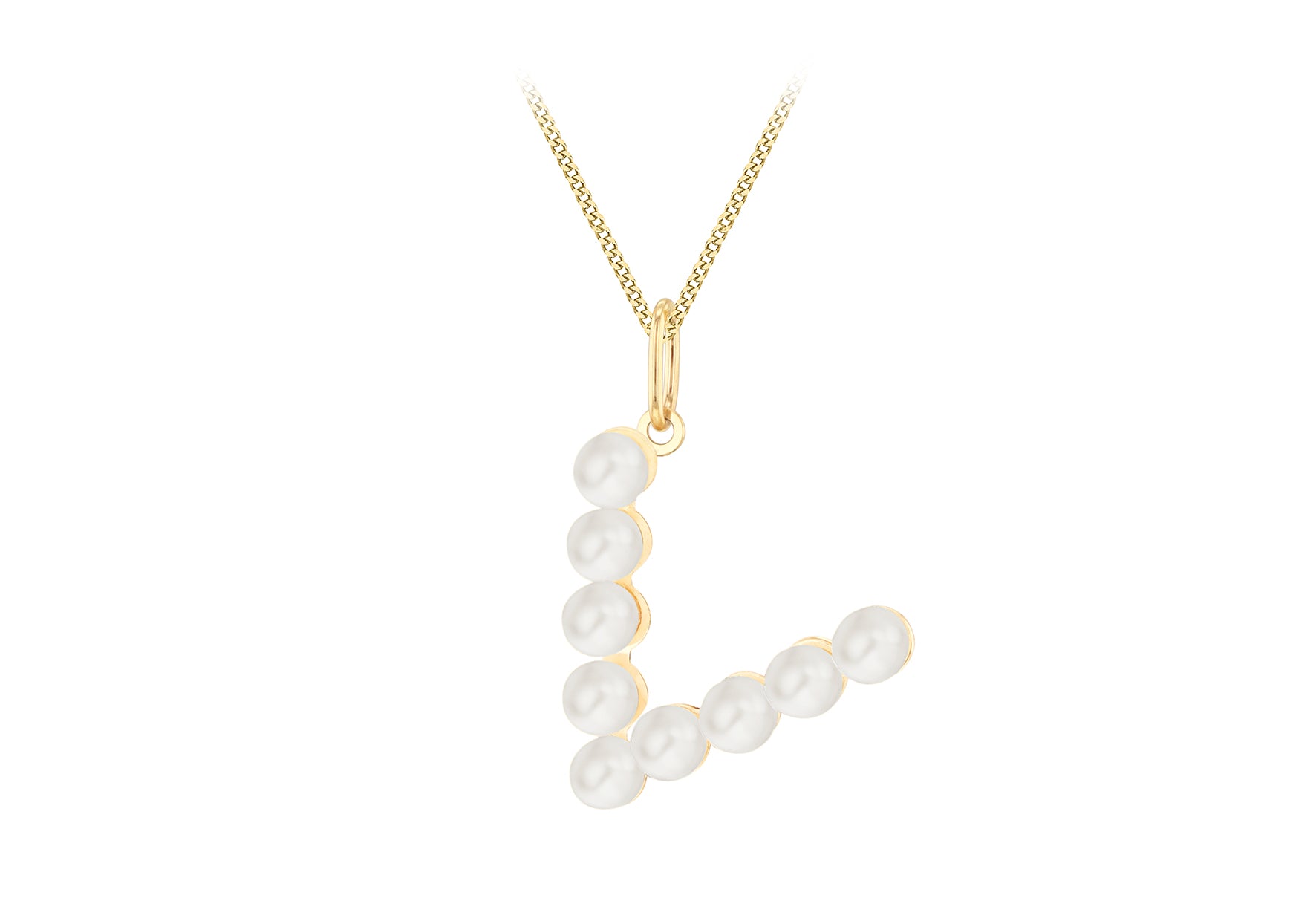 9ct Yellow Gold Fresh Water Pearls Initial Pendant