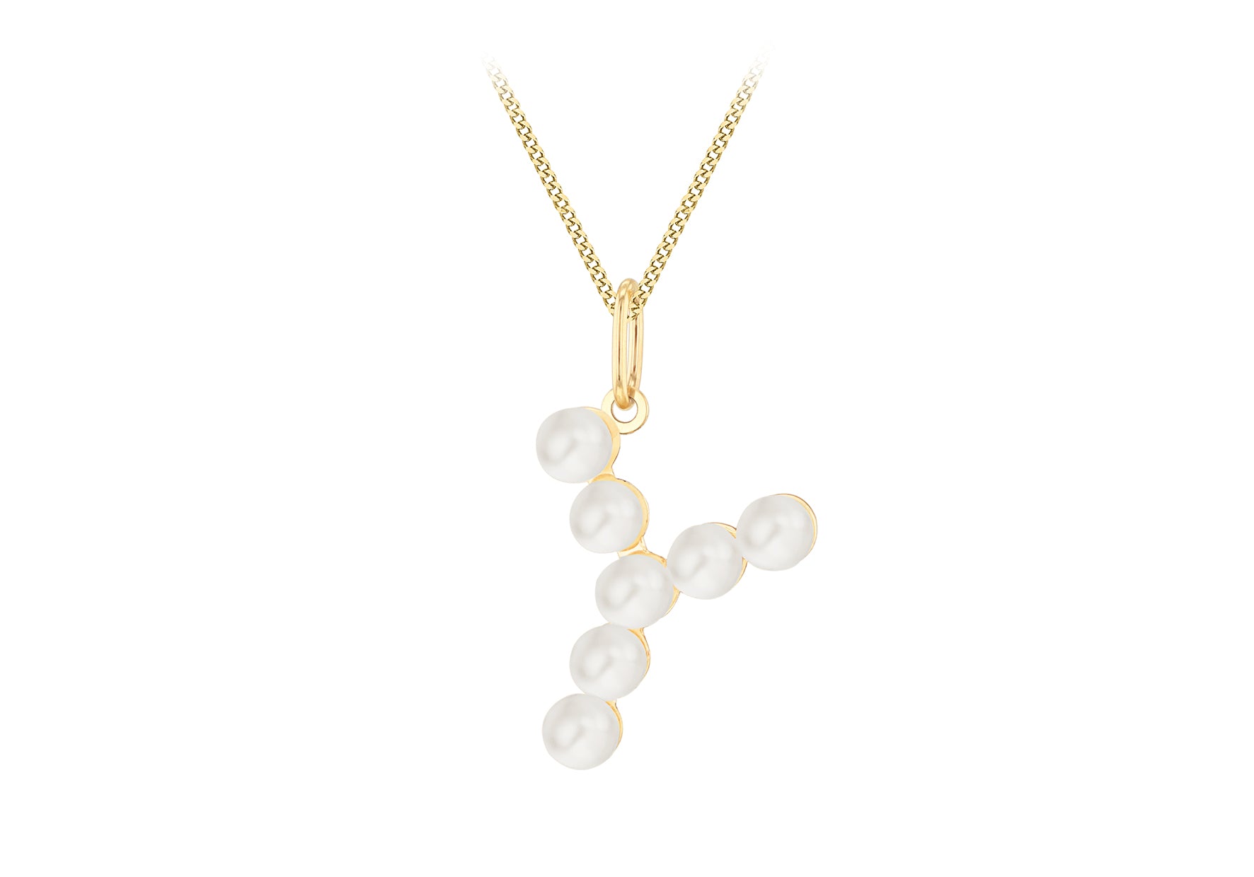 9ct Yellow Gold Fresh Water Pearls Initial Pendant