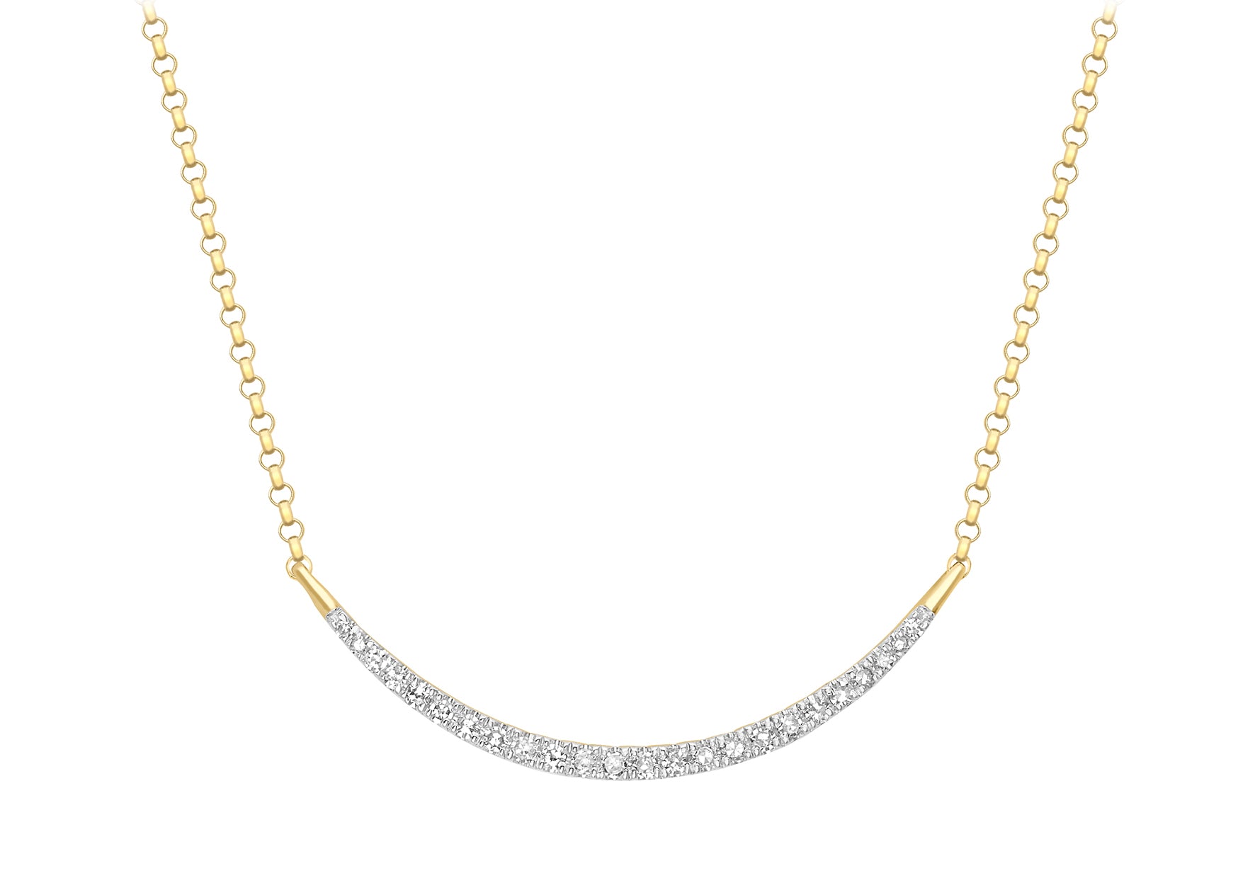 9ct Yellow Gold 0.15t Diamond resent Bar Adjustable Necklet 41m/16"-46m/18"9