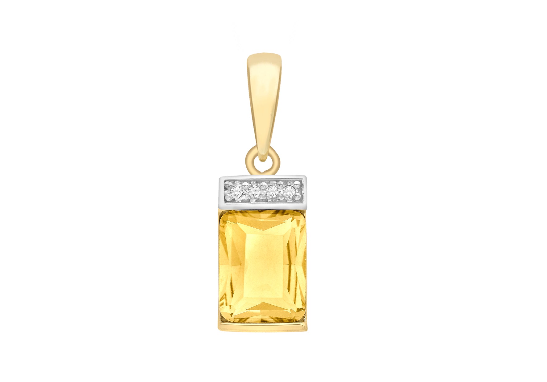 9ct Yellow Gold Diamond and 8mm x 24mm Rectangular Pendant