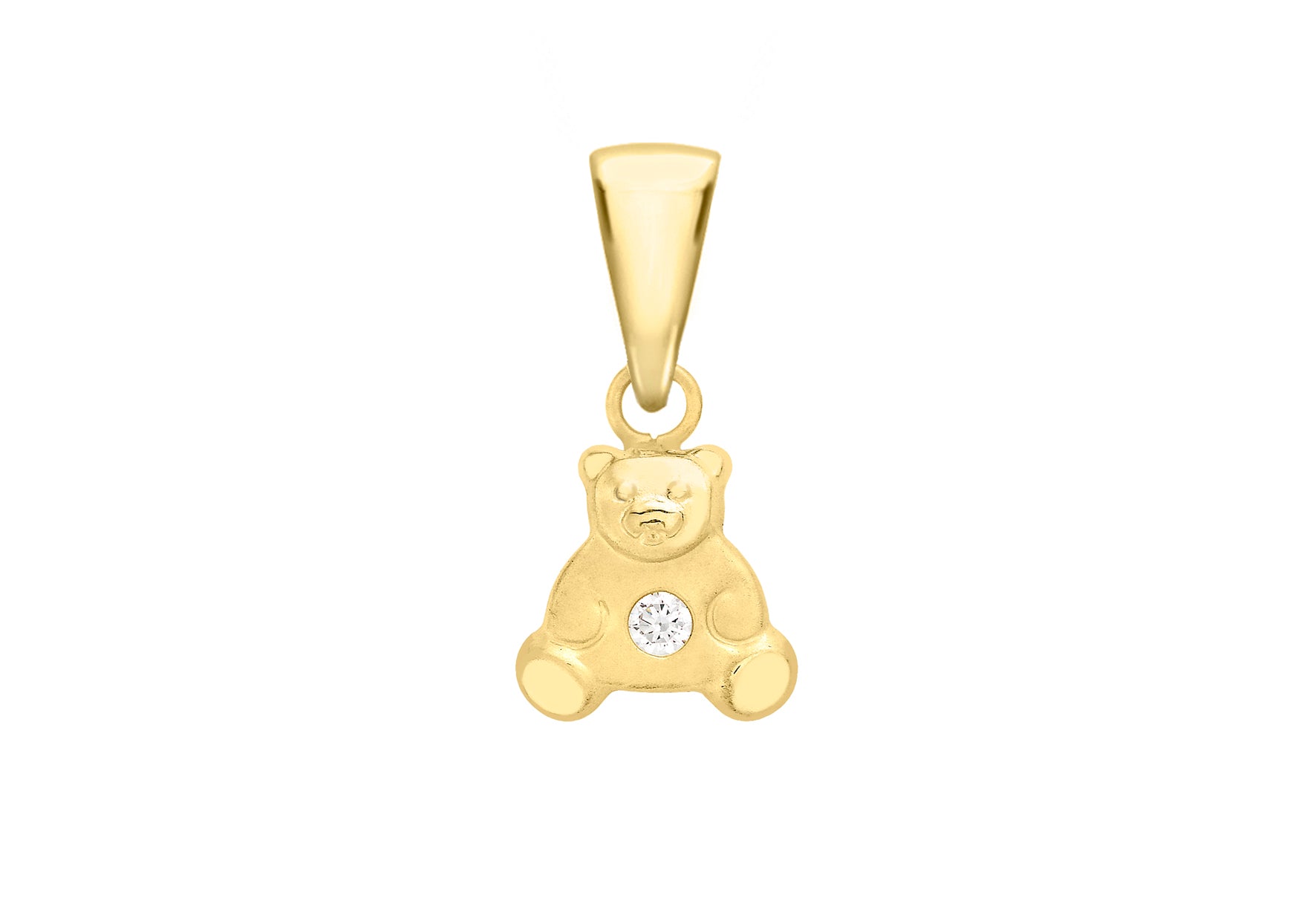 9ct Yellow Gold Satin Zirconia Teddy Bear Pendant