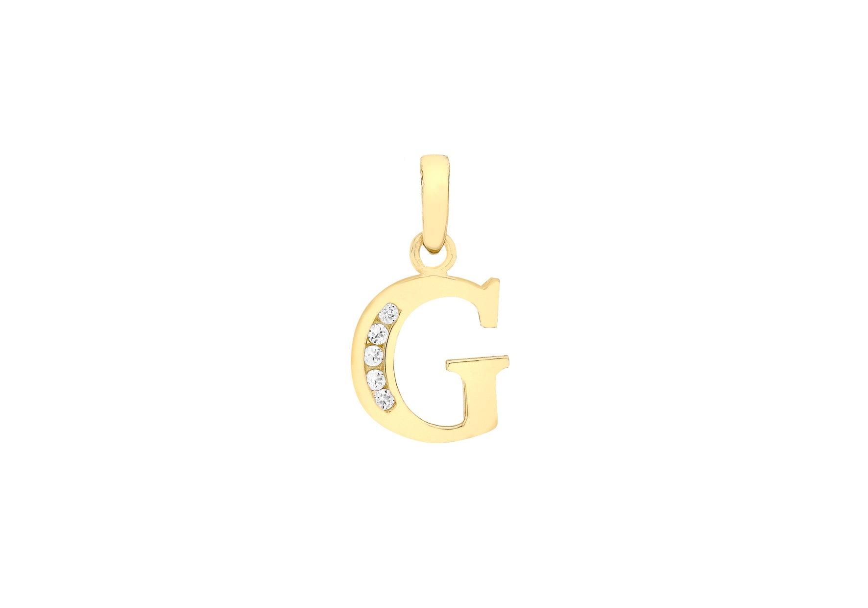 9ct Yellow Gold Zirconia 10mm x 12mm 'G' Initial Pendant