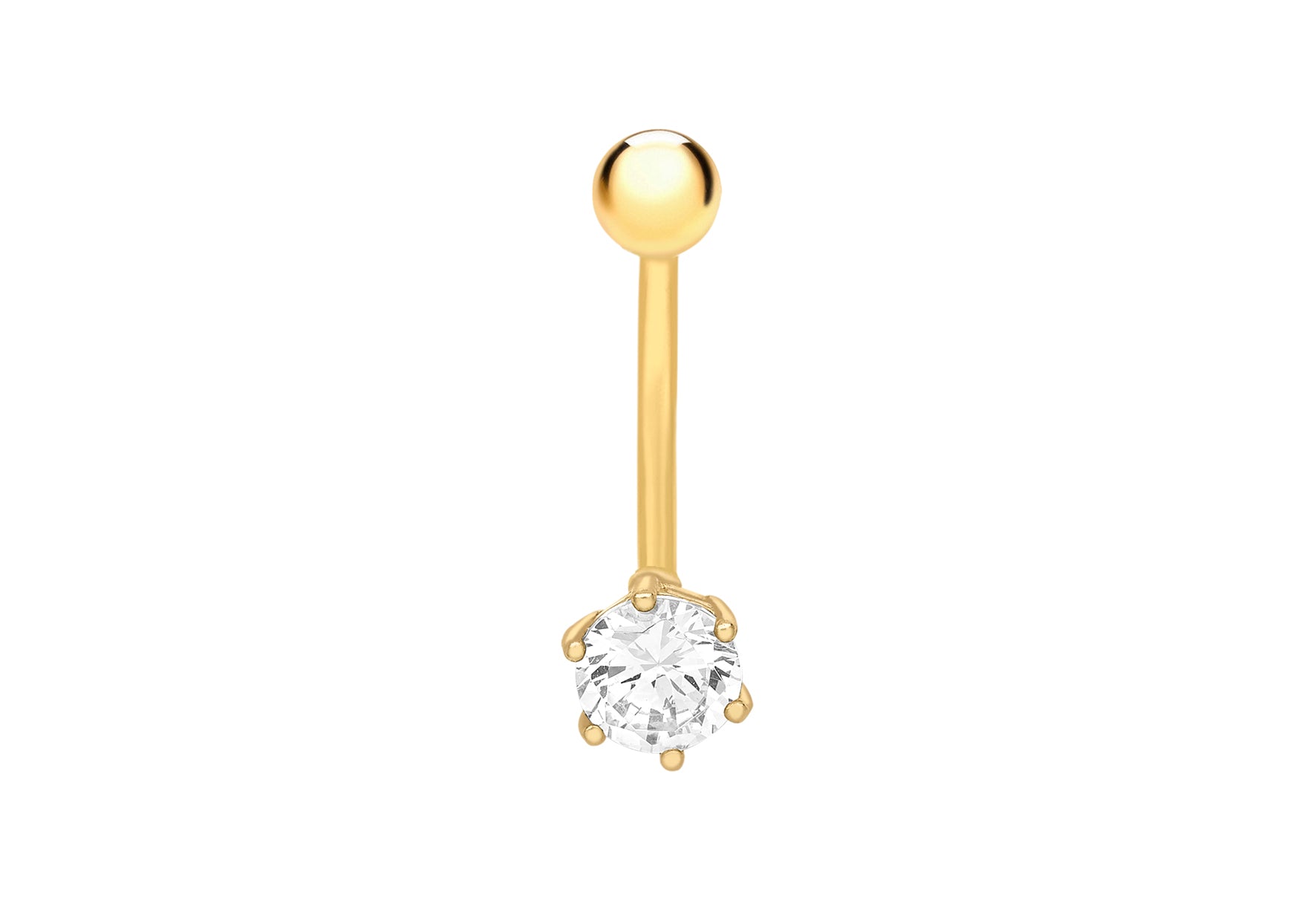 9ct Yellow Gold Round Zirconia Belly Bar9