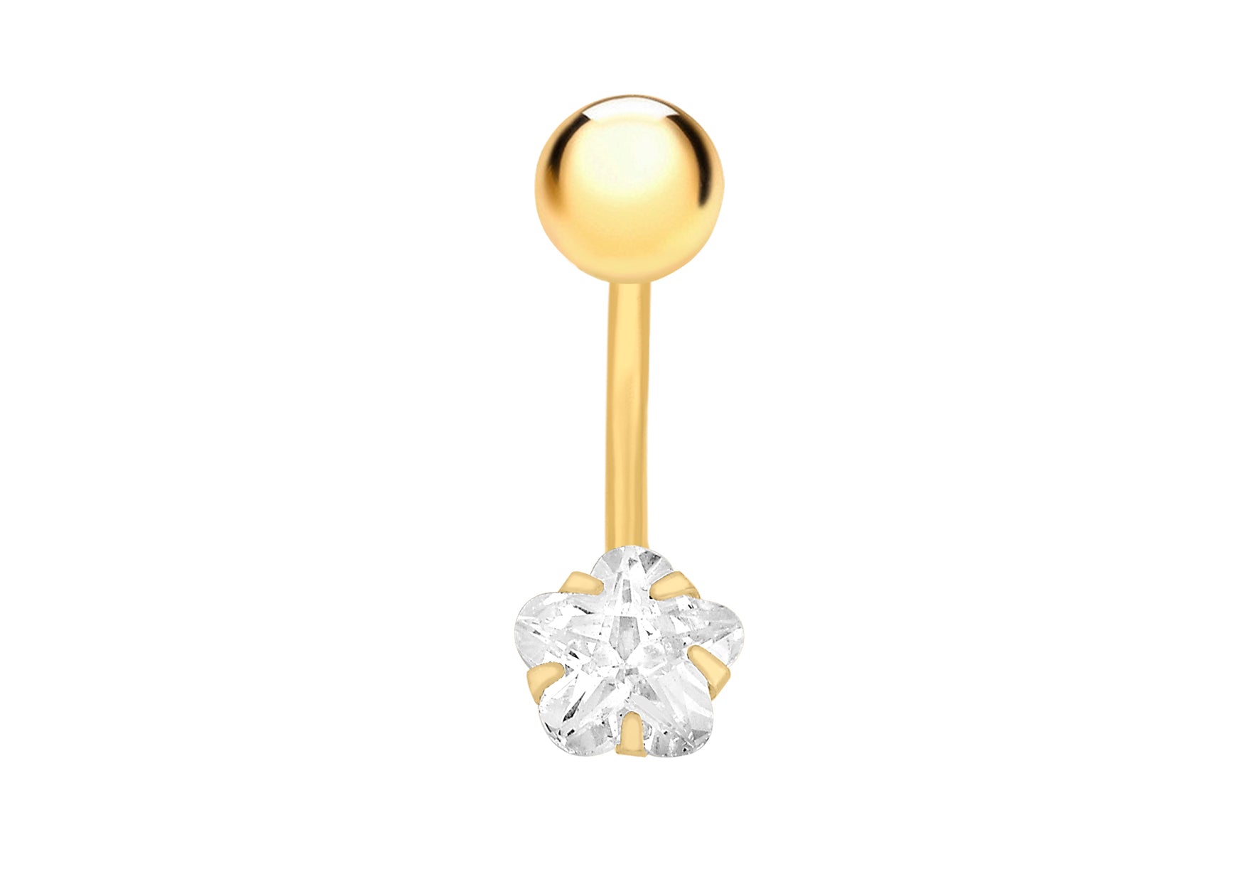 9ct Yellow Gold Zirconia Star Belly Bar9
