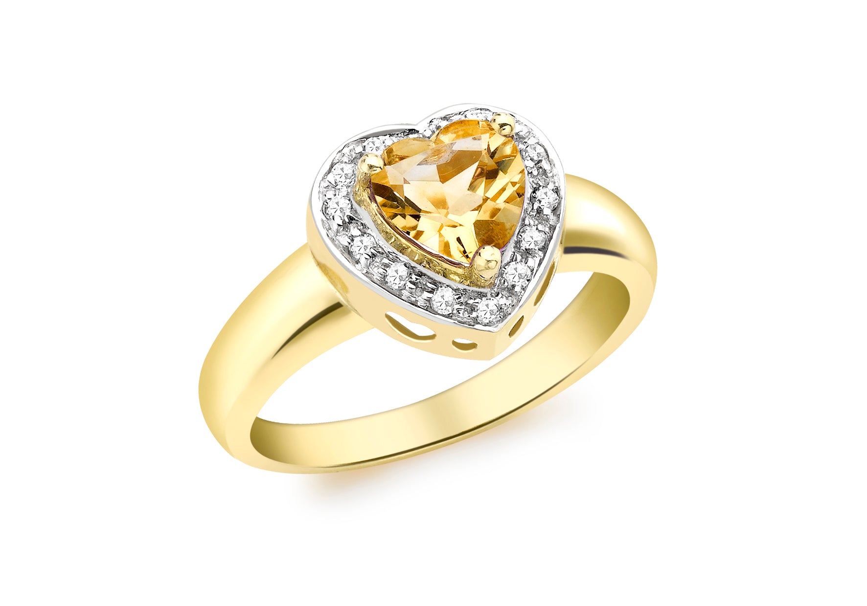 9ct Yellow Gold 0.10ct Diamond and Heart Ring