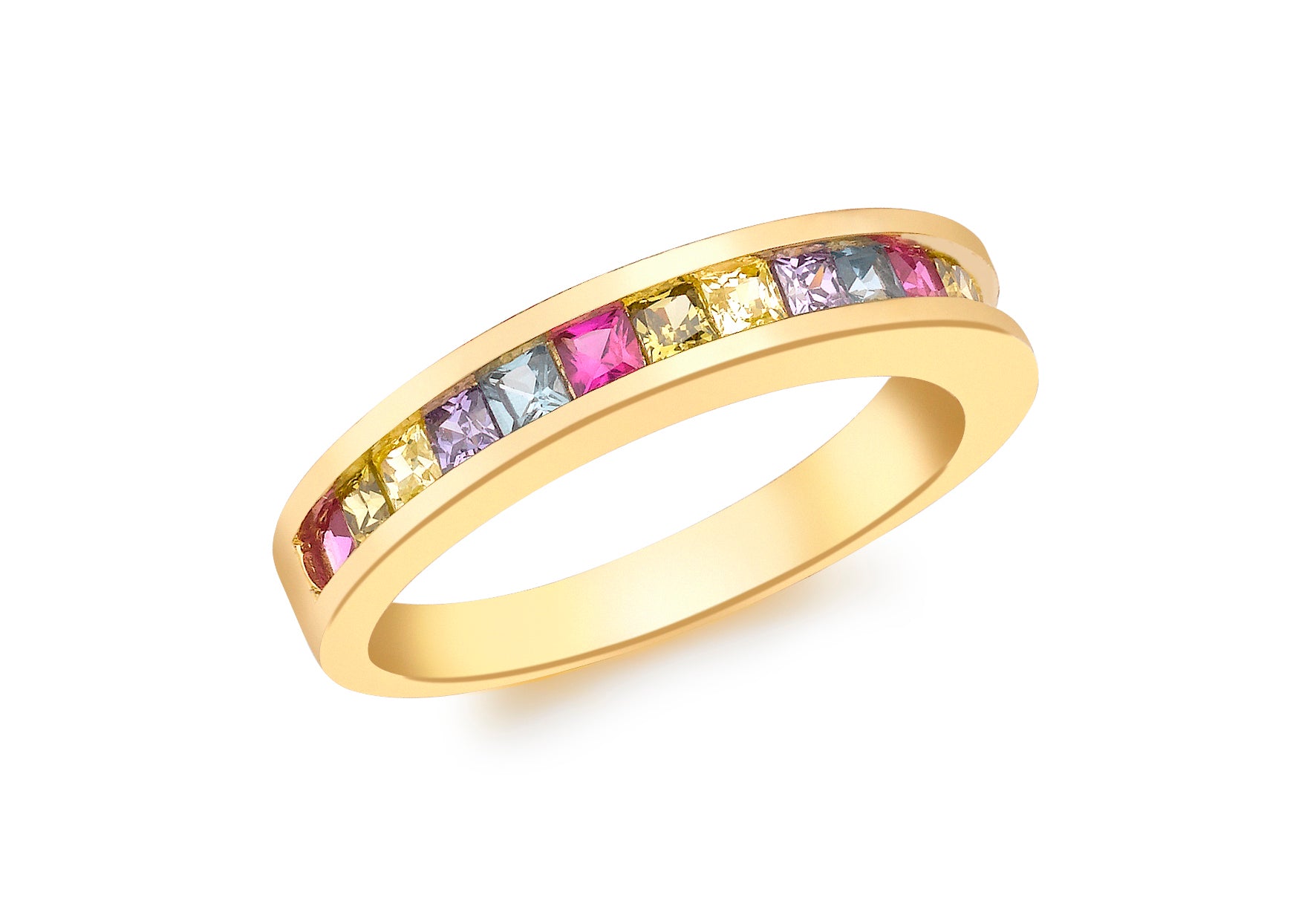 9ct Yellow Gold MultiColoured Zirconia Eternity Ring