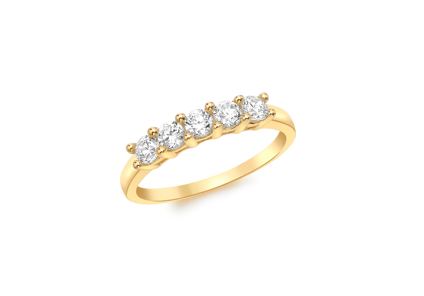 9ct Yellow Gold 5-Stone Zirconia Eternity Ring