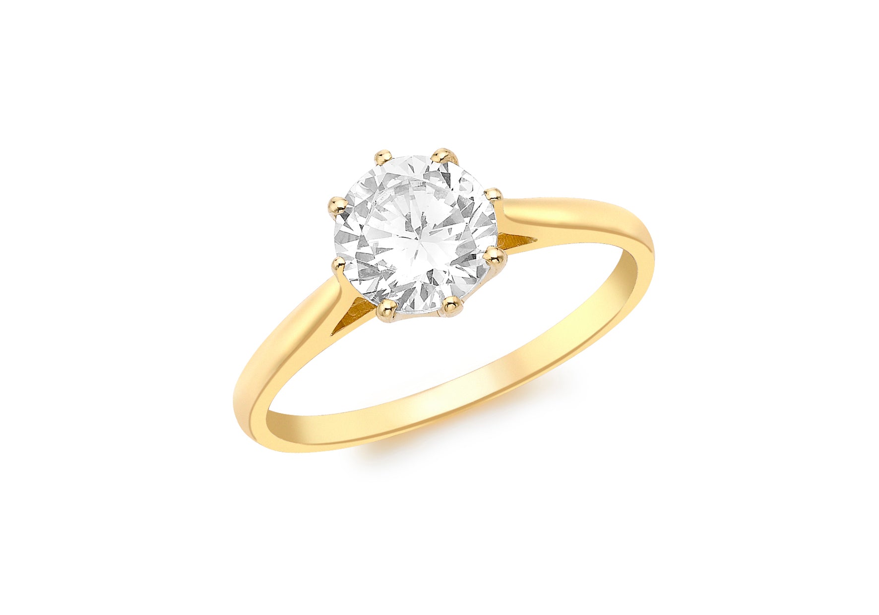 9ct Yellow Gold 7mm Solitaire Zirconia Ring