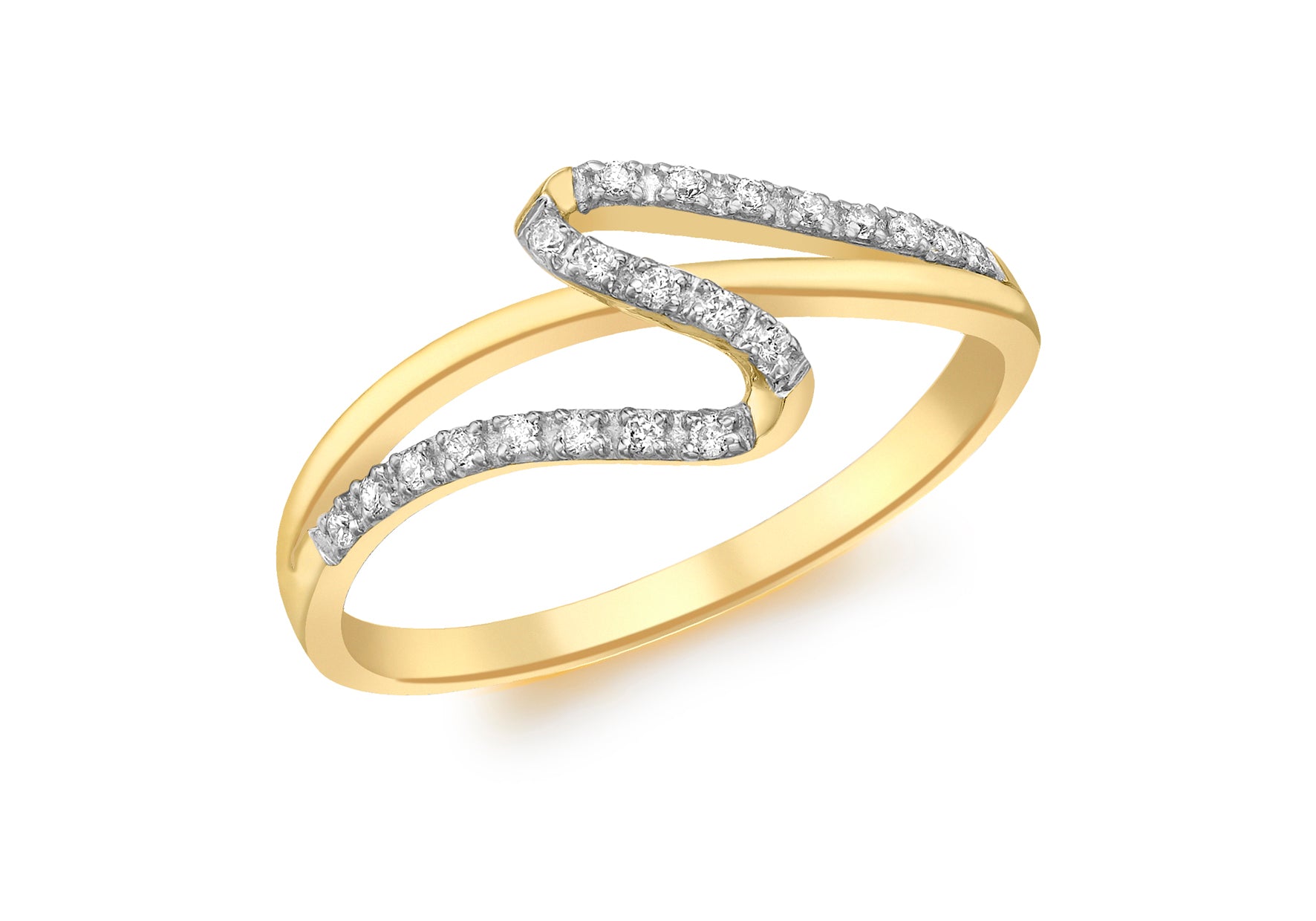 9ct Yellow Gold Zirconia Wave Band Ring