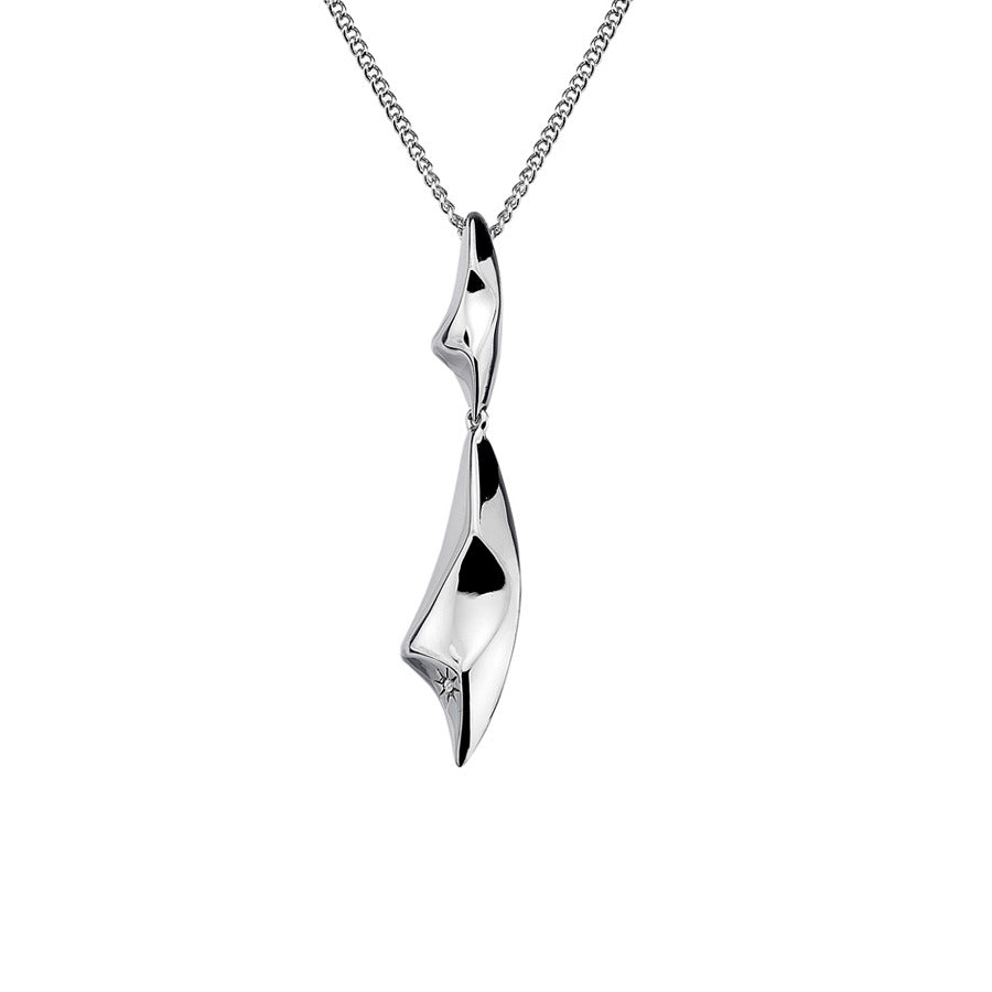 Fateted Drop Pendant Necklace Hand-Set With A Diamond Accent