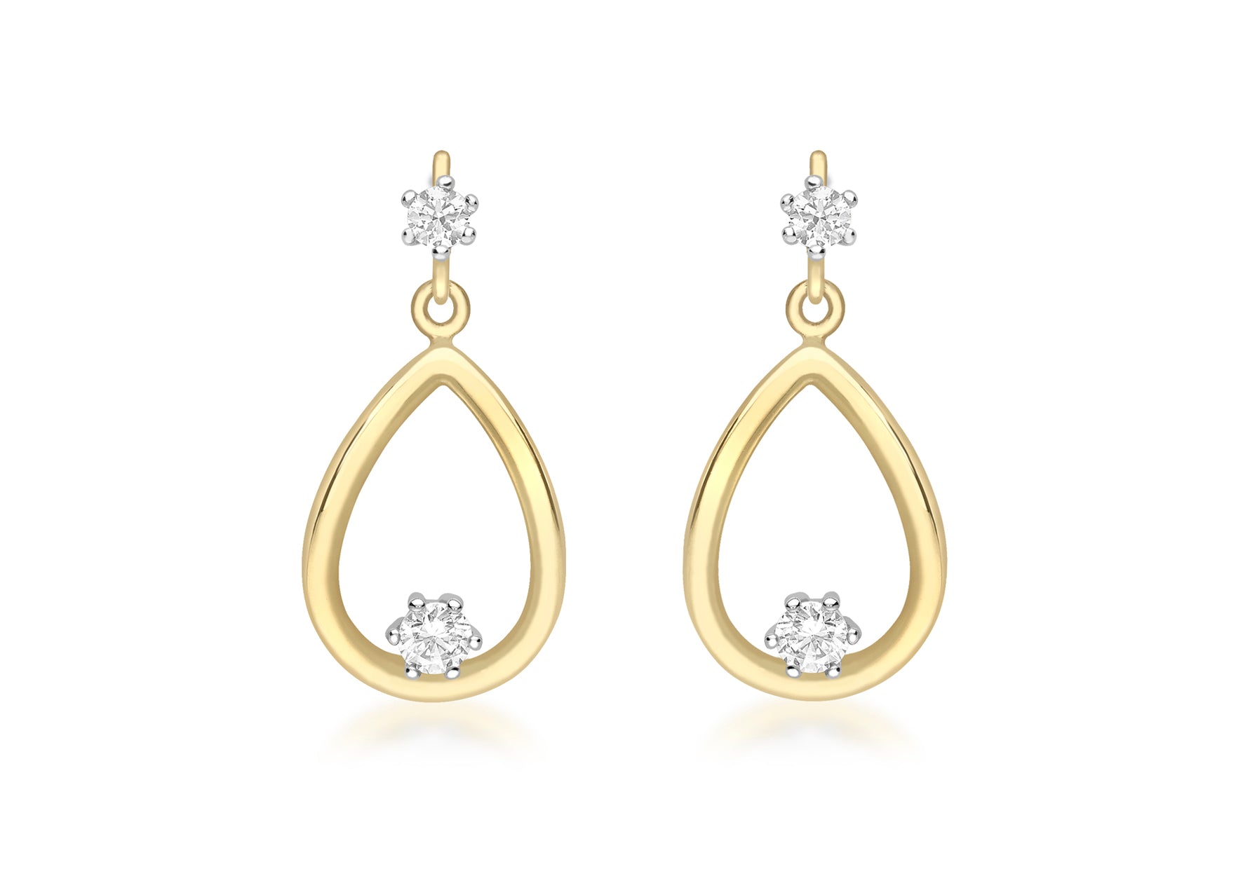 9ct 2-Colour Gold Zirconia Teardrop Earrings