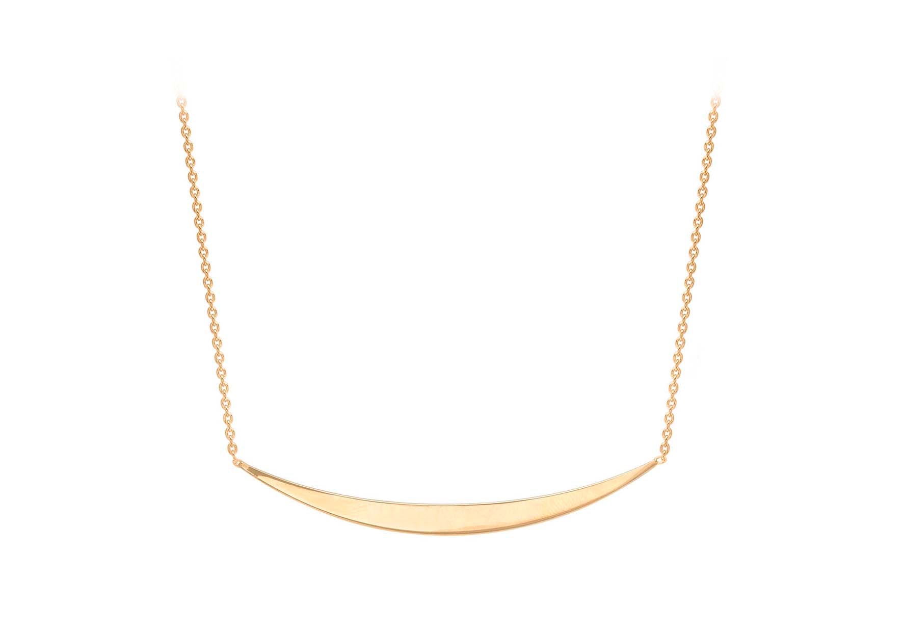 9ct Rose Gold 3mm x 41mm urved Bar Adjustable Necklace 41m/16"-43m/17"9