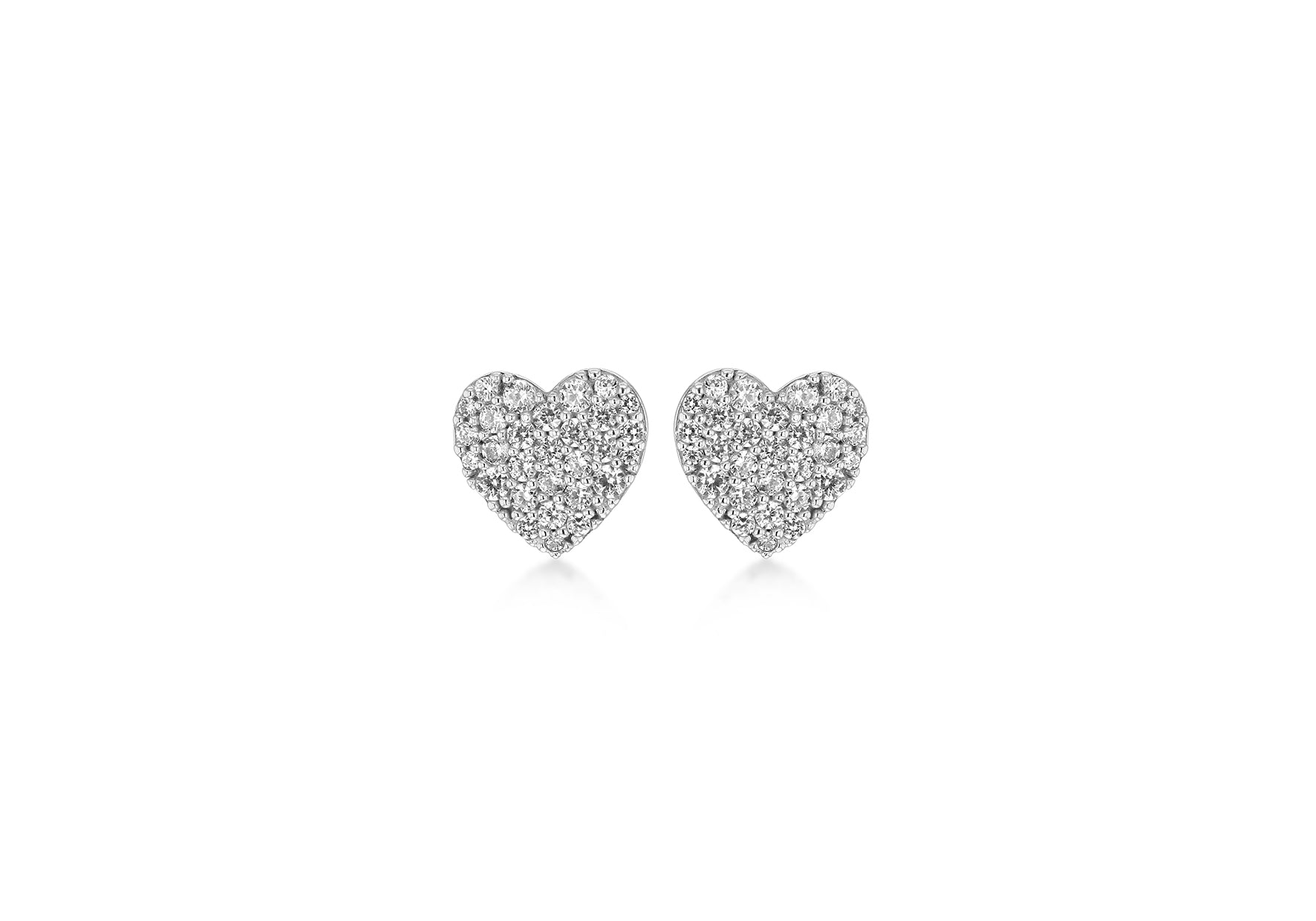 9ct White Gold Zirconia 10mm x 9mm Heart Stud Earrings
