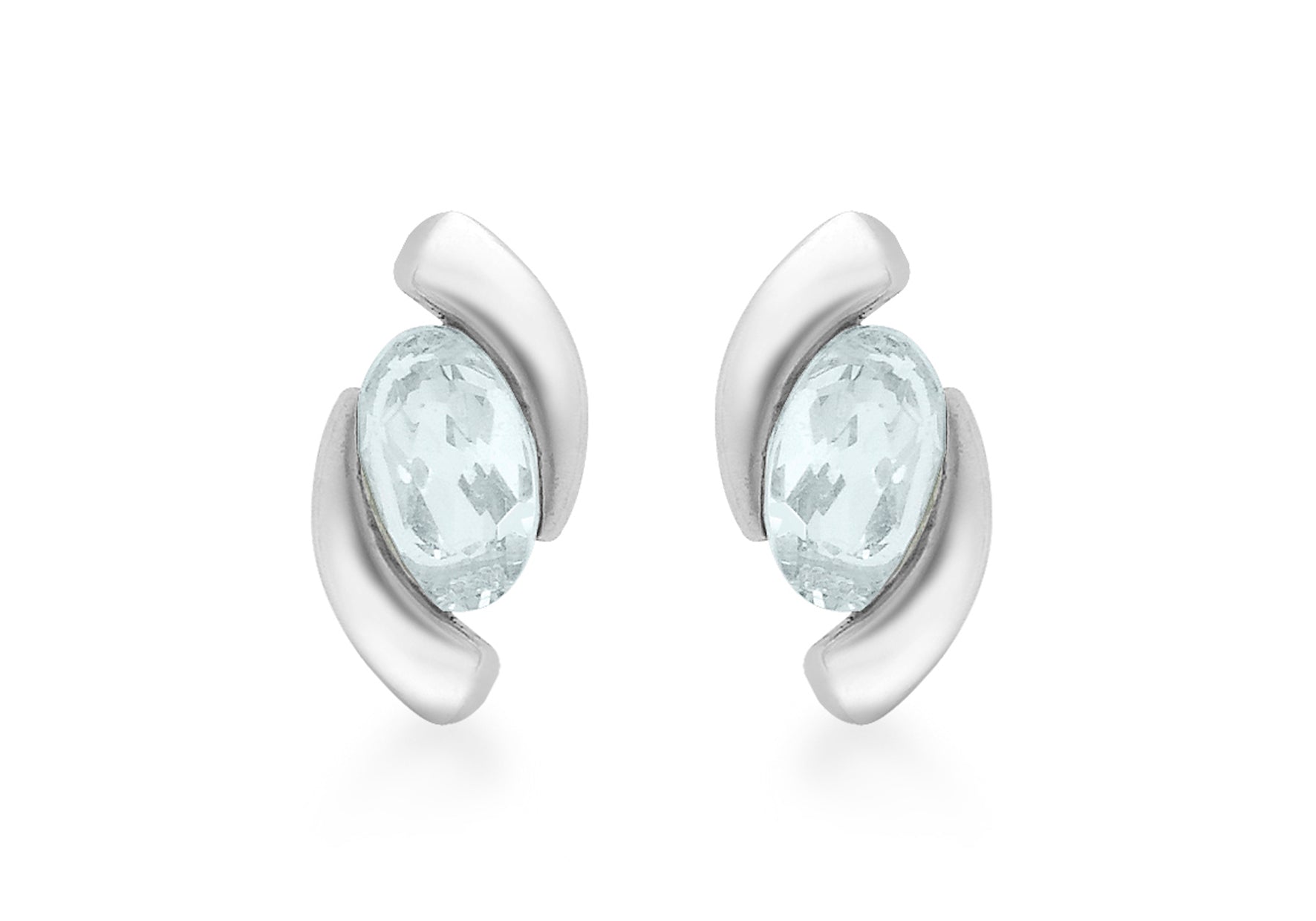 9ct White Gold Aquamarine Stud Earrings