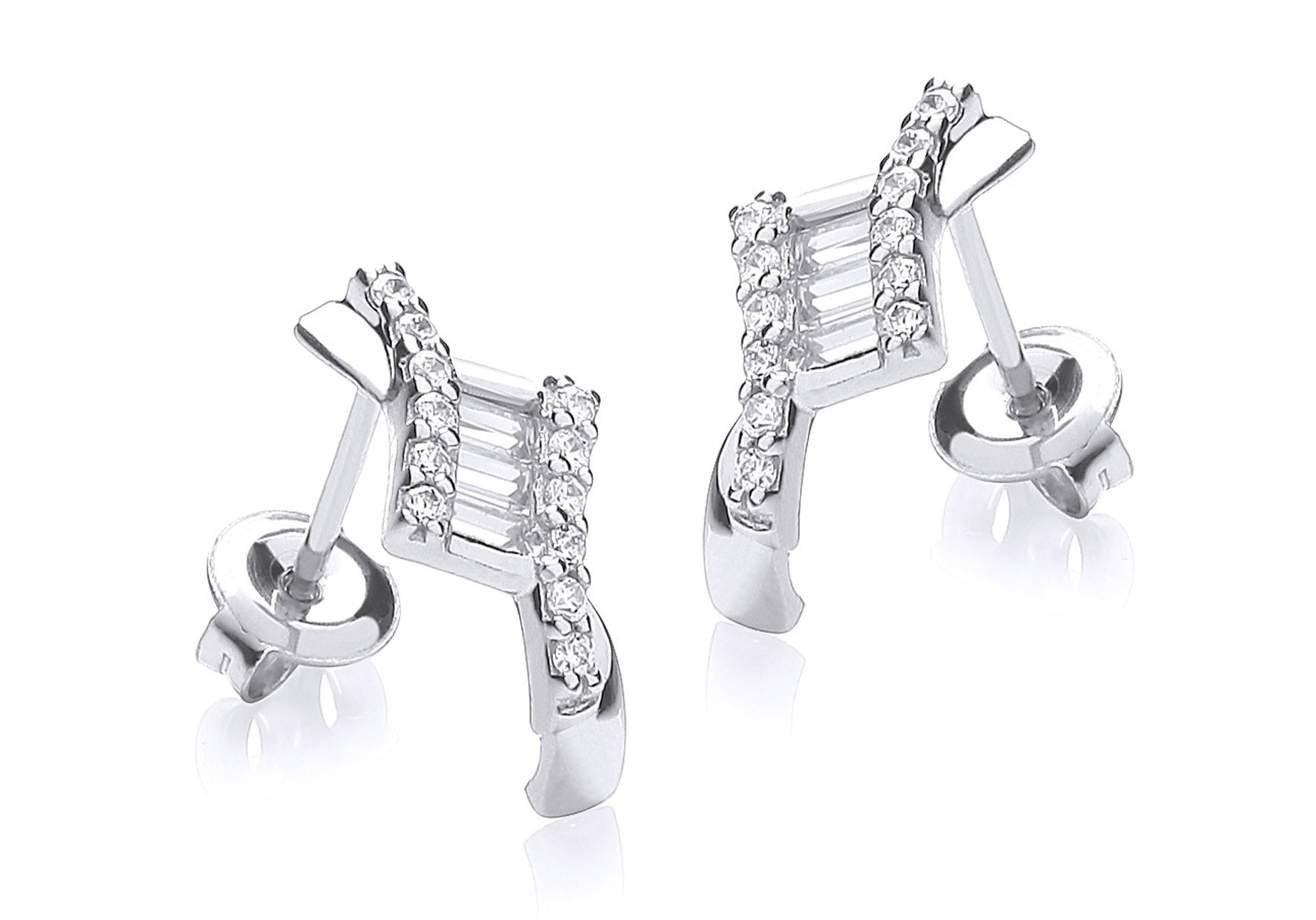 9ct White Gold Zirconia Stud Earrings