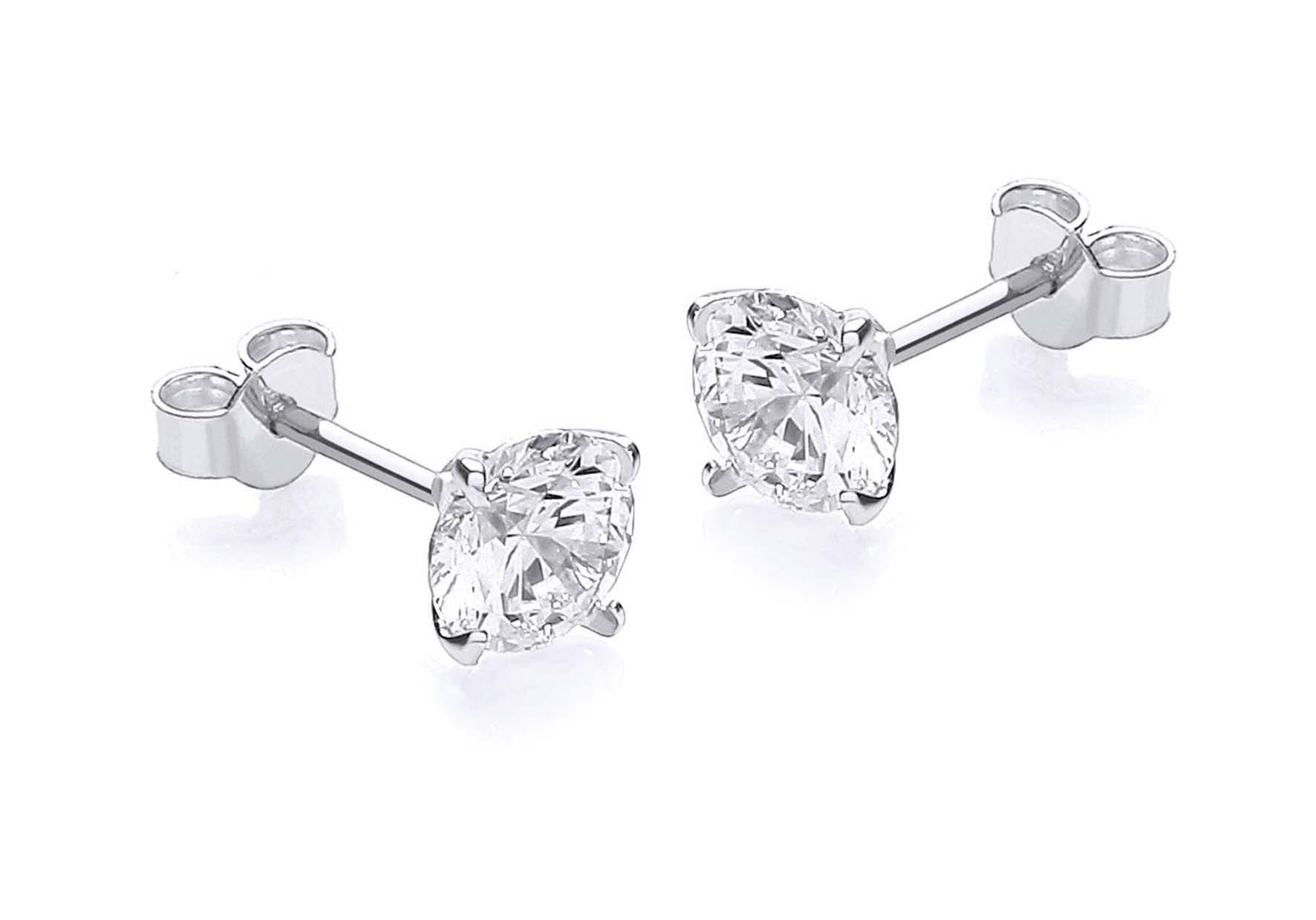 9ct White Gold Round Zirconia 6mm Stud Earrings