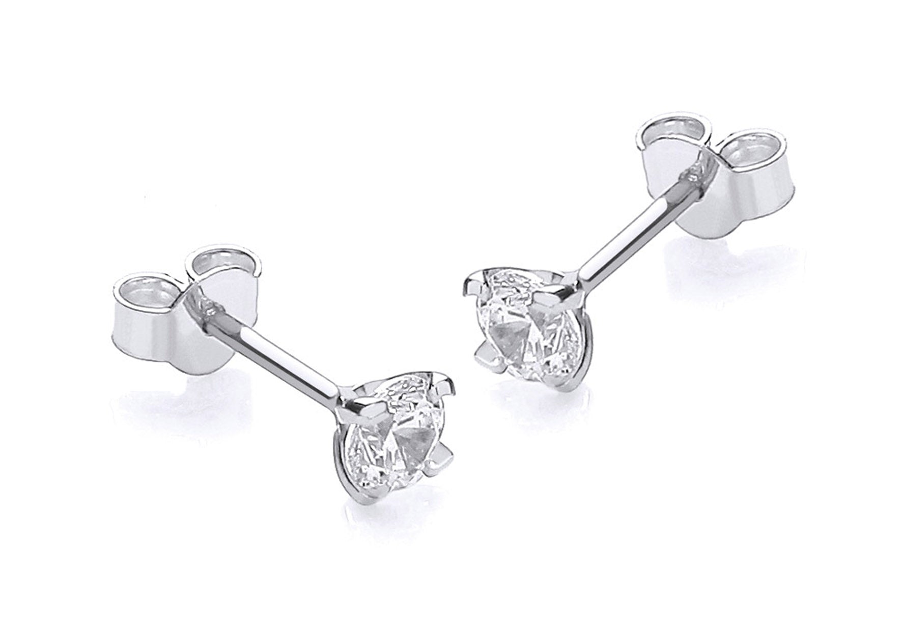 9ct White Gold Round Zirconia 4mm Stud Earrings