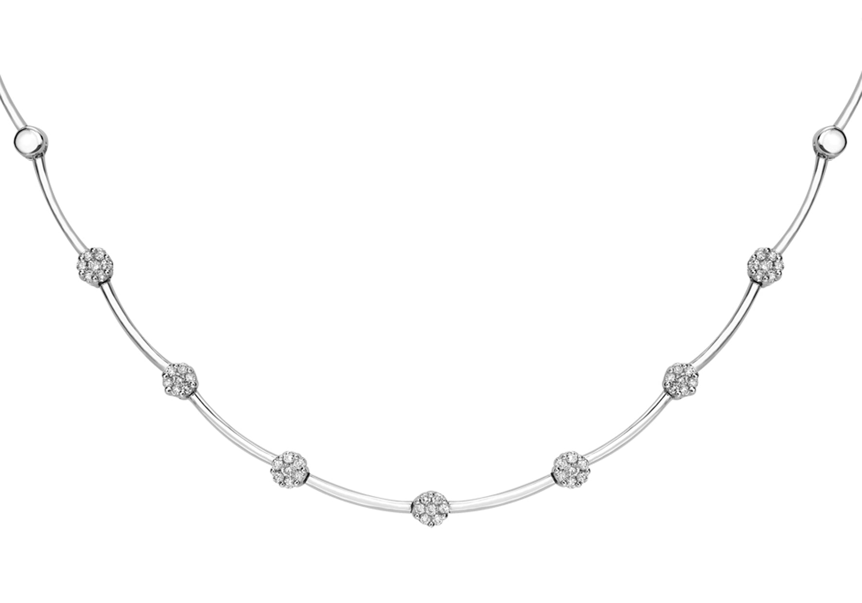 9ct White Gold 1.00t Invisible Set Diamond Bar Necklet 46m/18"9