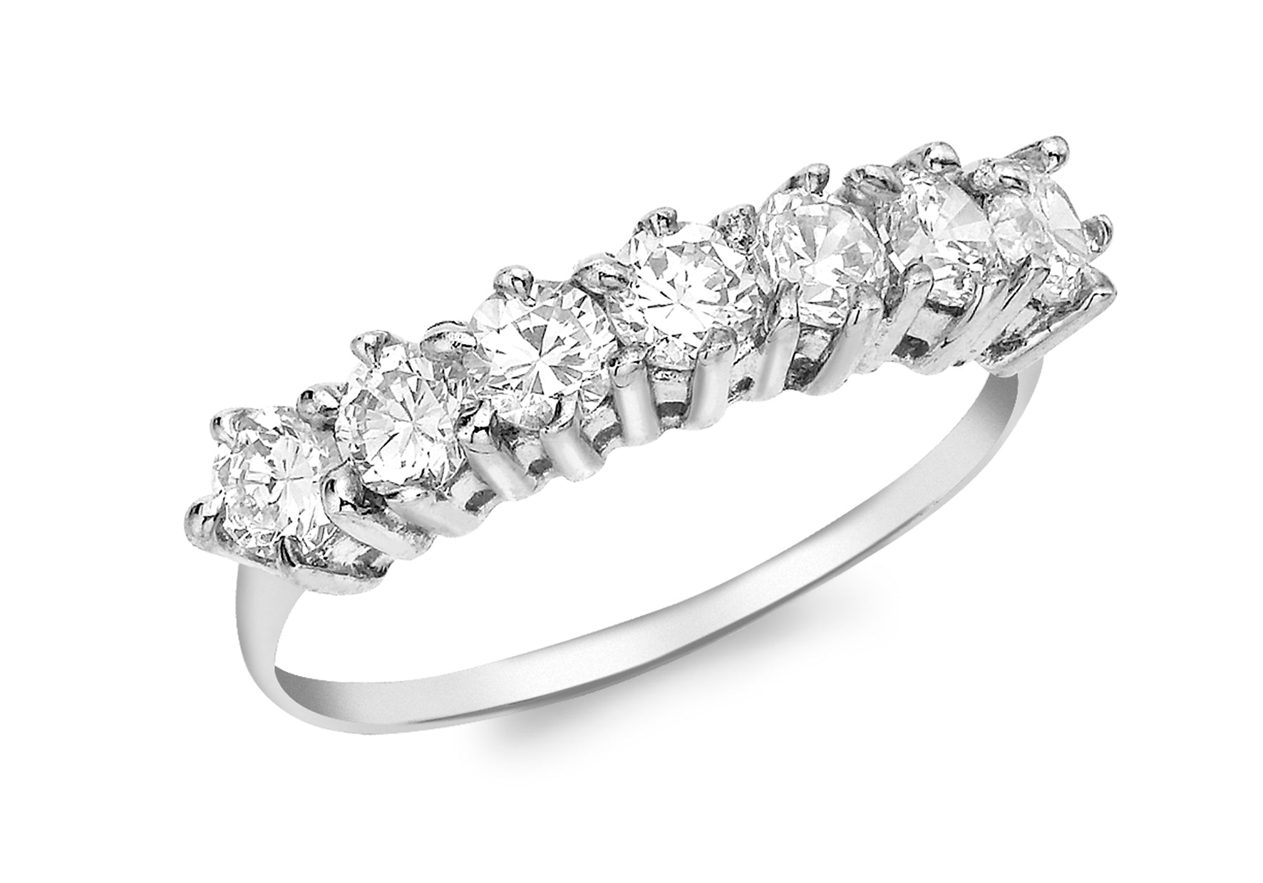 9ct White Gold 7-Zirconia Eternity Ring
