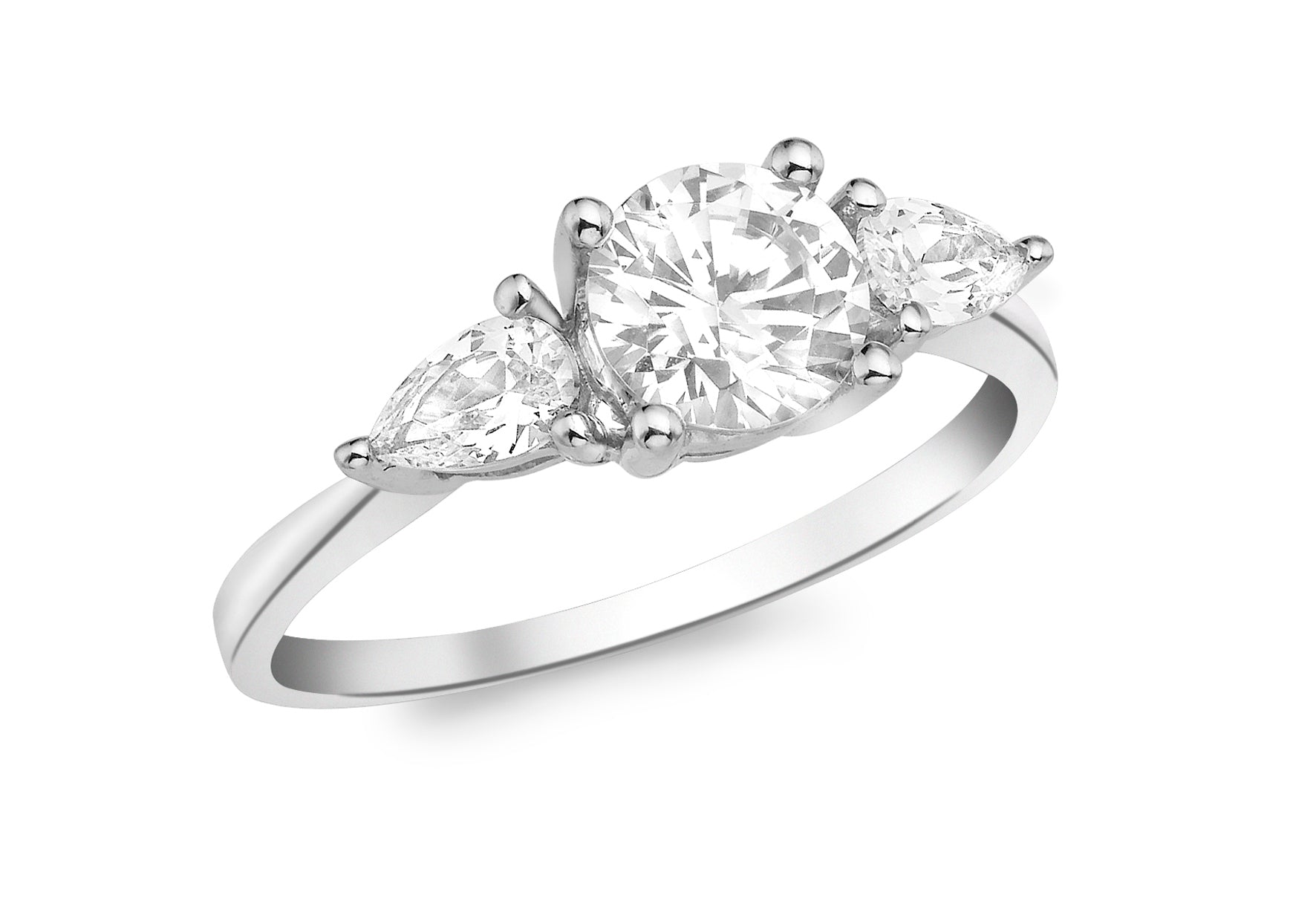 9ct White Gold Zirconia 3-Stone Ring
