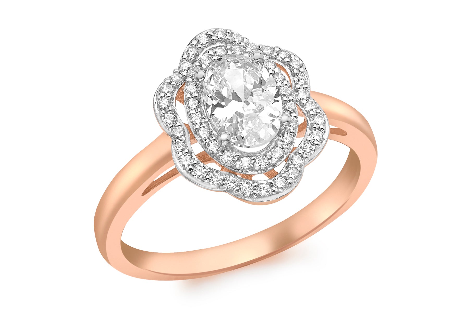 9ct Rose Gold Zirconia Cluster Flower Ring