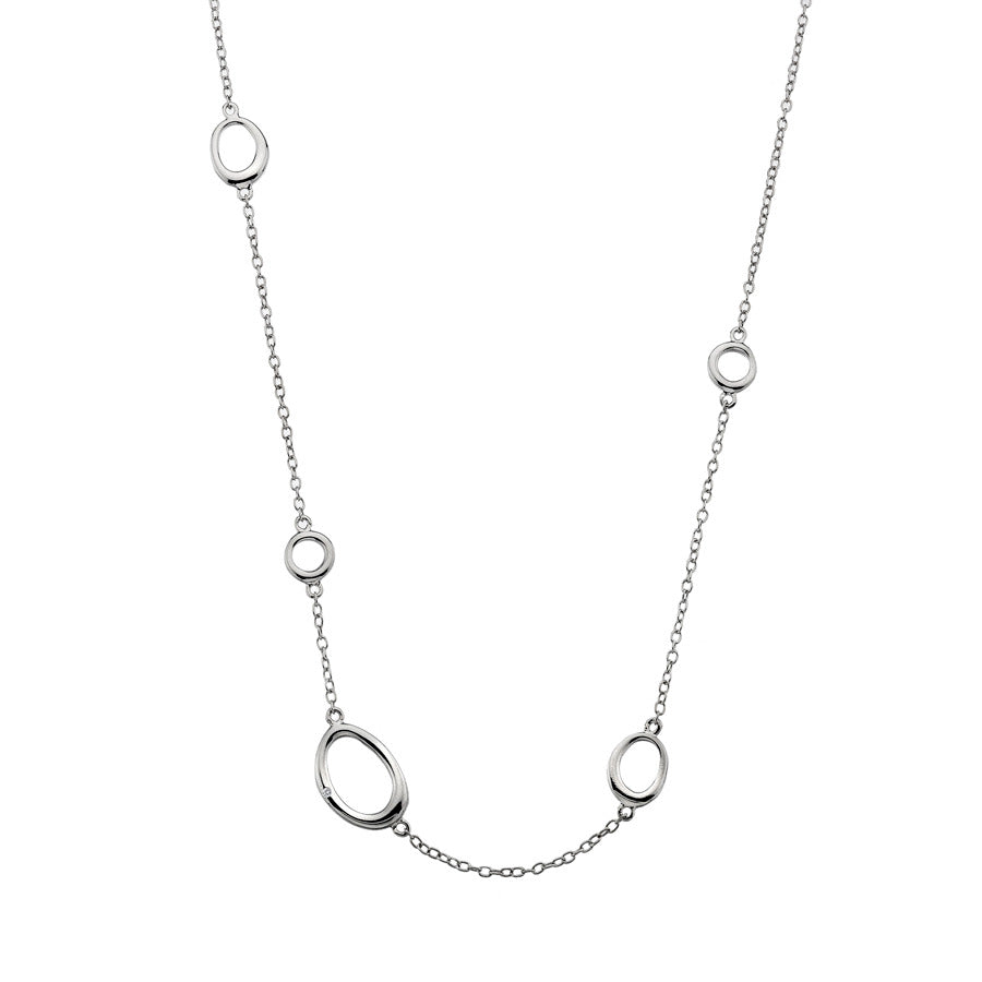 Long Necklace With Oval Spaers Hand-Set With A Diamond Accent