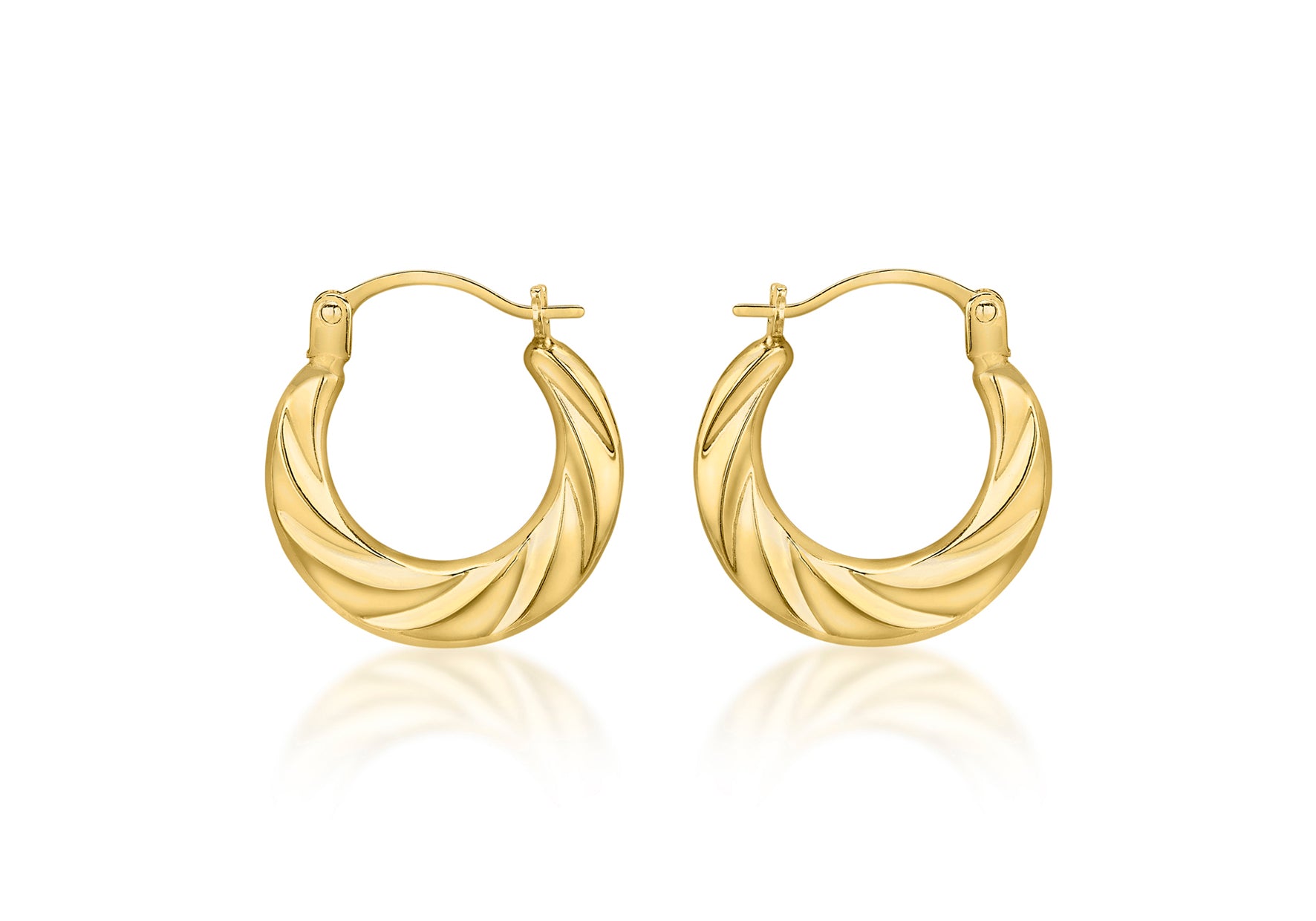 18ct Yellow Gold 14.5mm x 15.5mm Twist Creole Earrings