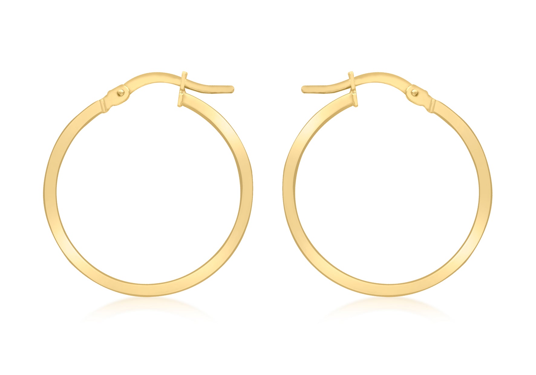 18ct Yellow Gold 20mm Rectangular Tube Creole Earrings